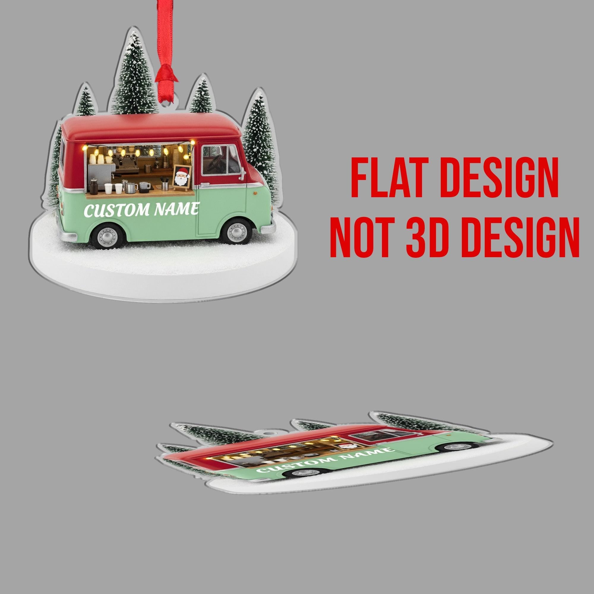 Personalized Food Truck Ornament – Mini Coffee Van Design, Holiday Tree Keepsake image 6