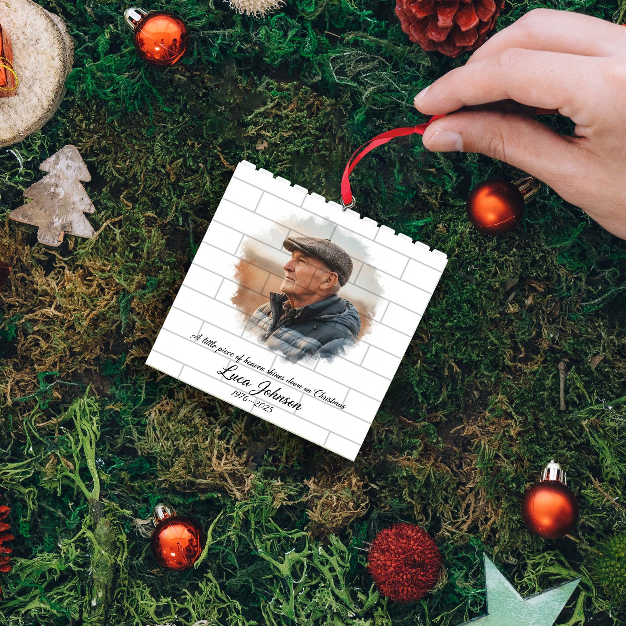 Custom Memorial Puzzle Ornament – Personalized Photo Christmas Keepsake in Loving Memory Decor image 5