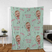 Personalized Baby Face Blanket for Dad: Golf Theme Throw image 1