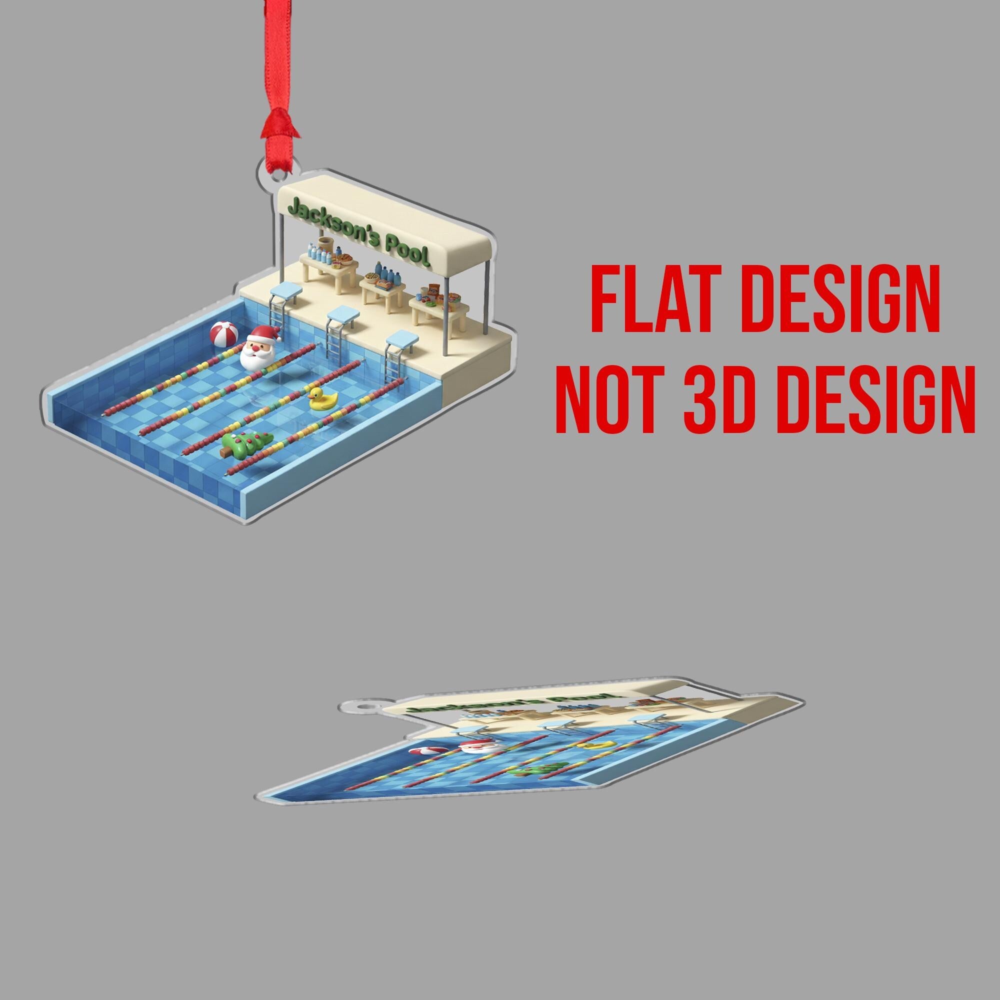 Personalized Pool Ornament – Swimming Decoration, Mini Pool Scene, Christmas Tree Keepsake for Swimmers image 6