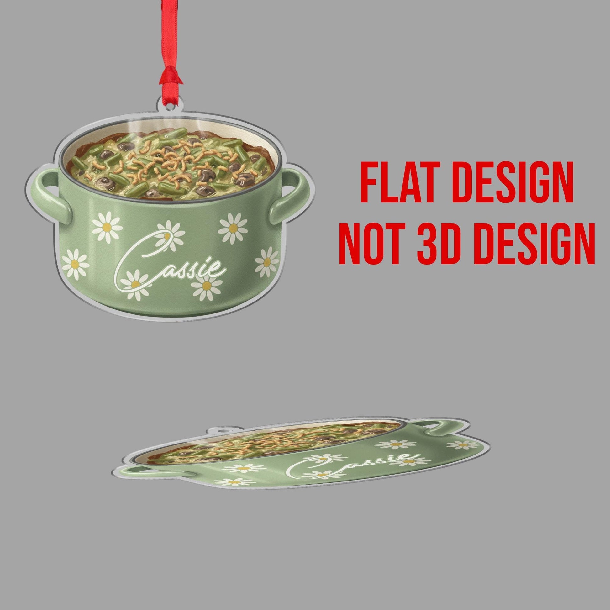 Personalized Casserole Dish Ornament – Food Decoration, Green Bean Design, Holiday Kitchen Tree Keepsake image 6