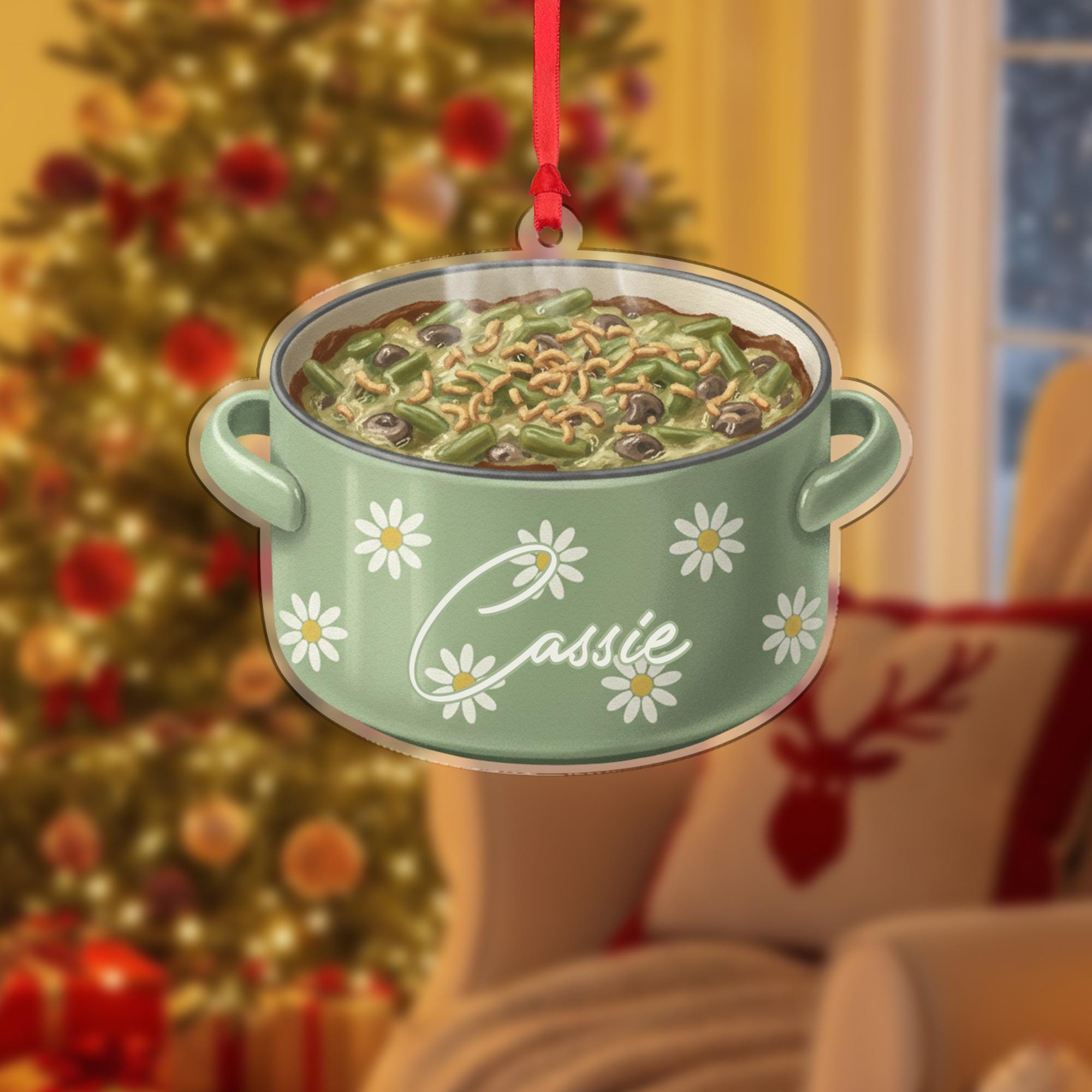 Personalized Casserole Dish Ornament – Food Decoration, Green Bean Design, Holiday Kitchen Tree Keepsake image 7