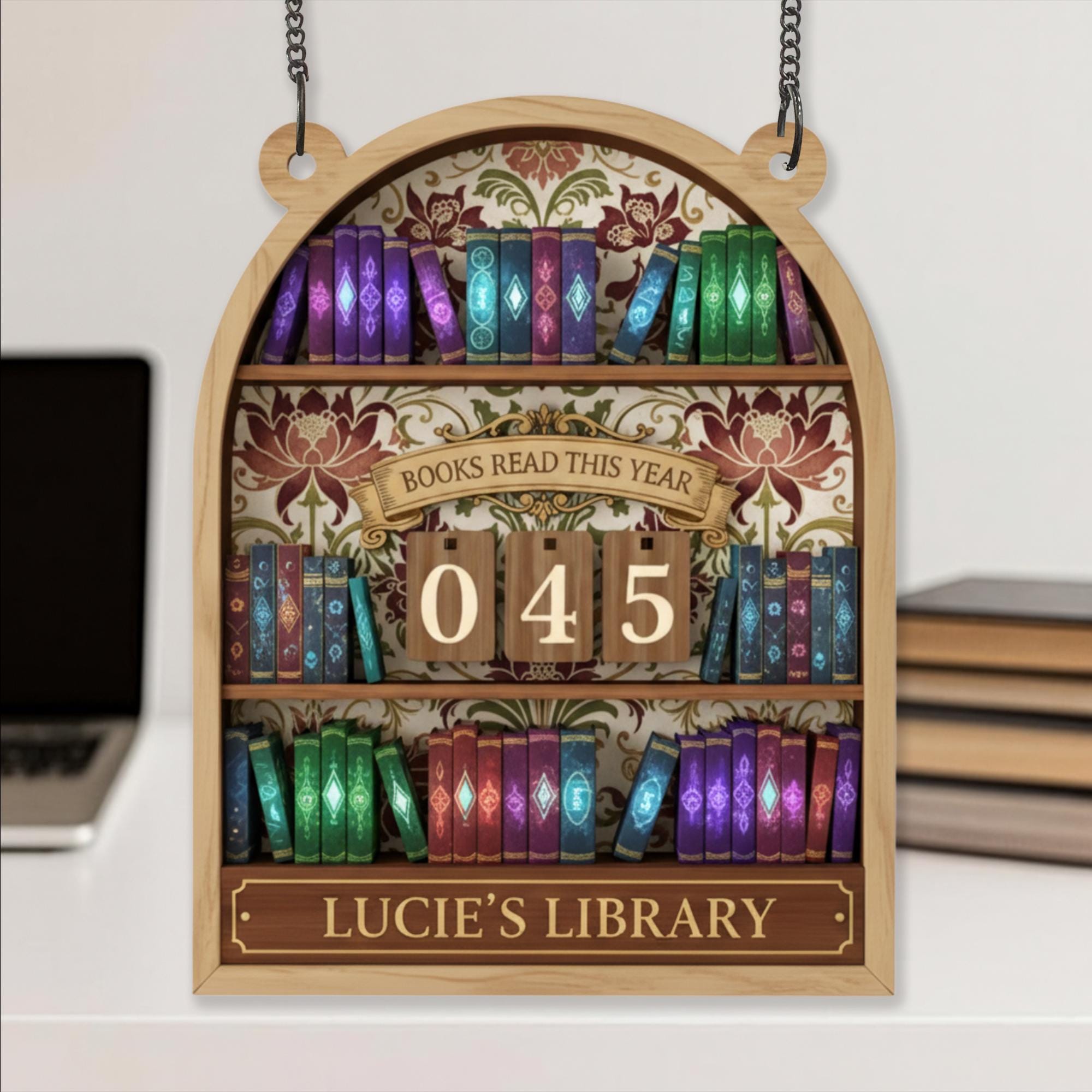 Personalized Book Tracker Sign - Custom Books Read This Year Library Decor image 1