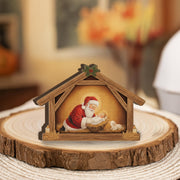 Baby Jesus Wooden Nativity Block – Santa and Christ Scene Christmas Table Decoration image 1