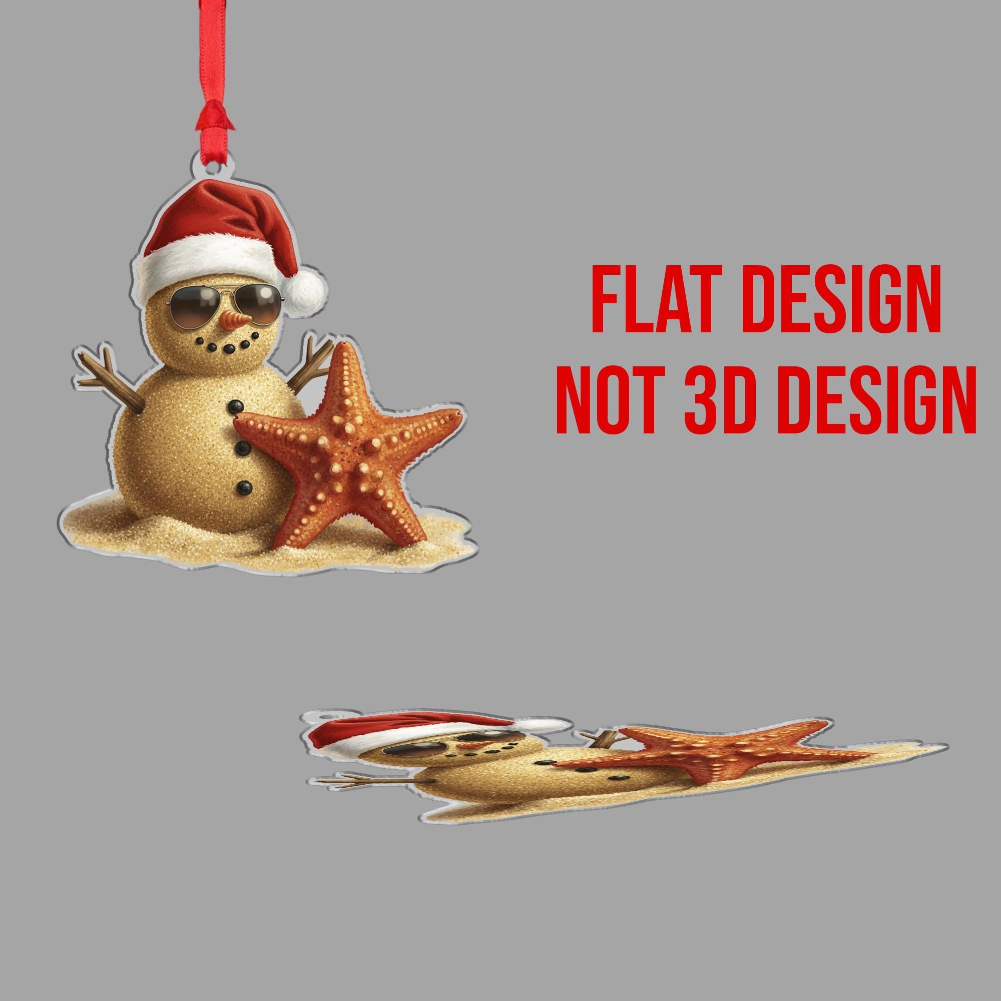 Beach Sand Snowman Ornament – Coastal Christmas Decoration, Tropical Holiday Tree Keepsake image 5