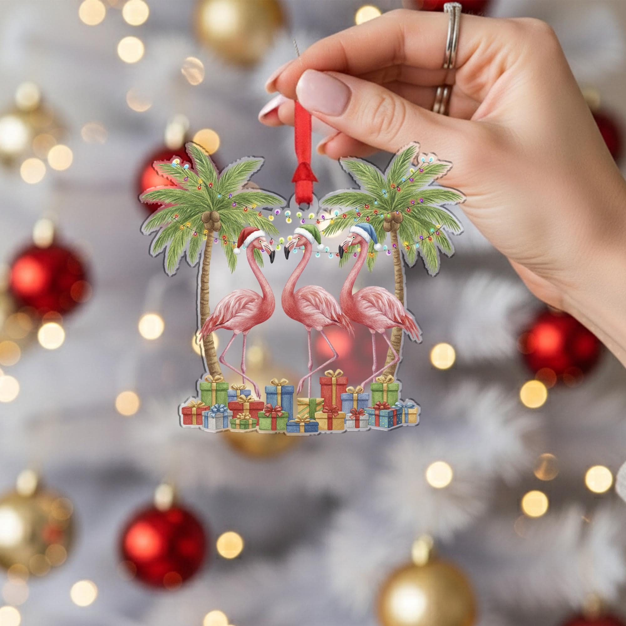 Tropical Flamingo Ornament – Coastal Christmas Decoration, Beach Holiday Tree Keepsake image 3