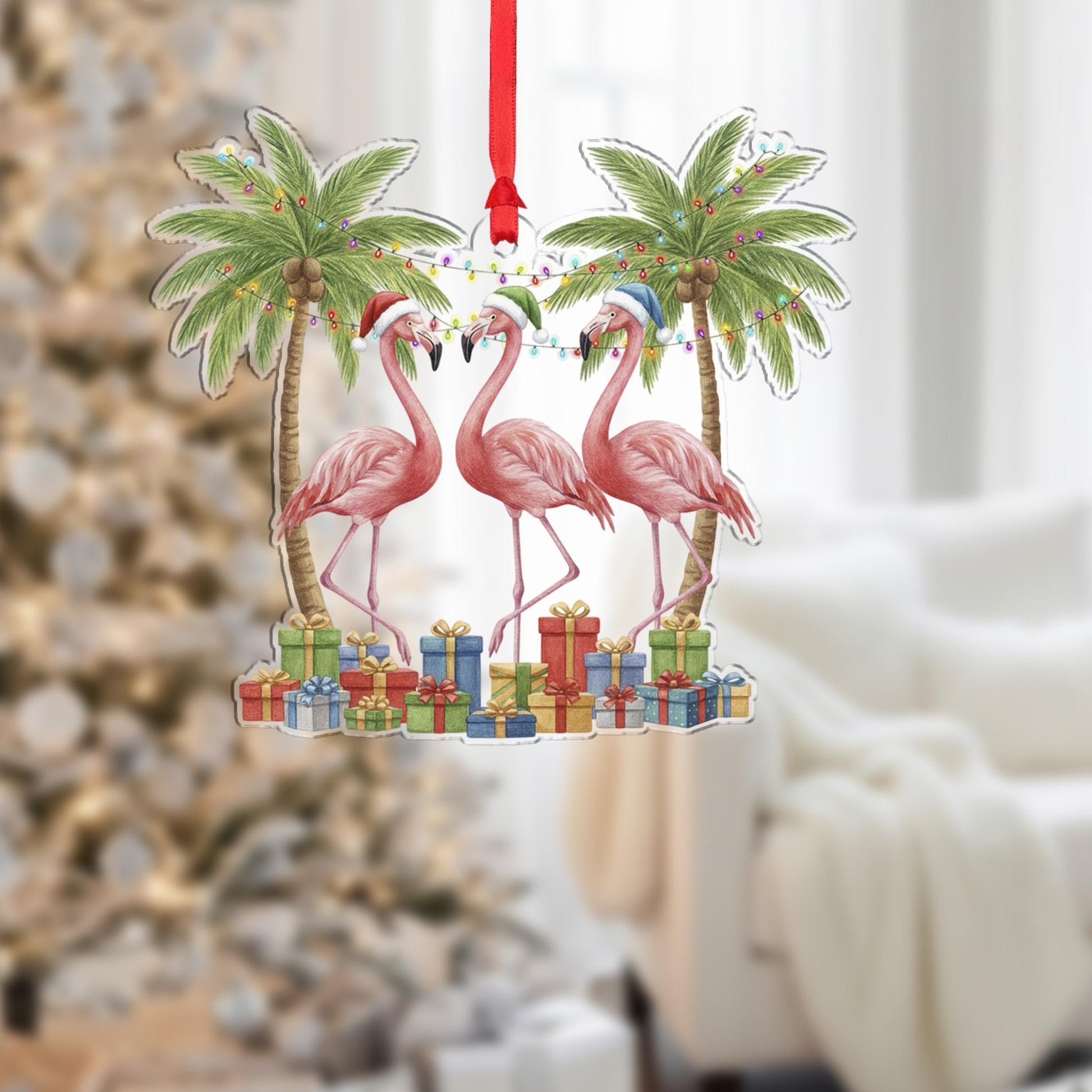 Tropical Flamingo Ornament – Coastal Christmas Decoration, Beach Holiday Tree Keepsake image 1