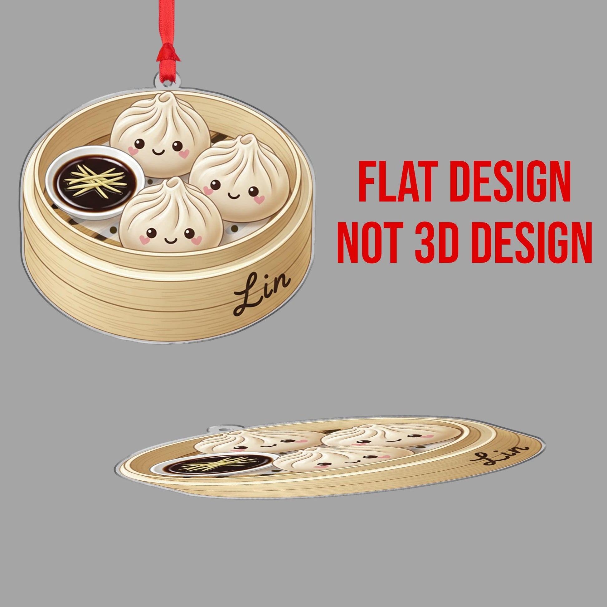 Personalized Dumpling Ornament – Custom Name Food Decoration, Steamer Basket Design, Holiday Kitchen Tree Keepsake image 5