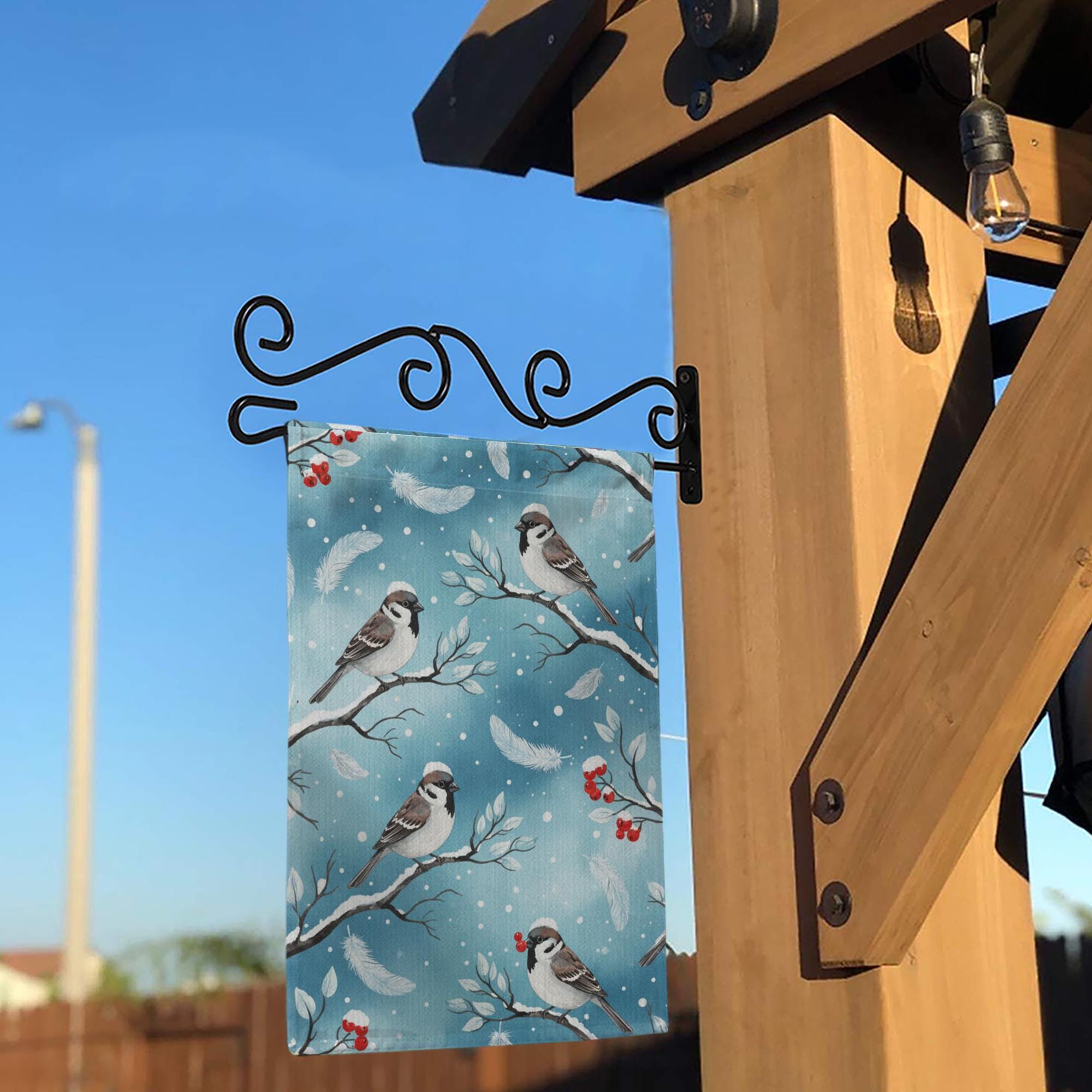 Winter Bird Garden Flag – Sparrow and Berry Yard Decoration, Seasonal Outdoor Decor image 8