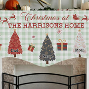 Custom Family Christmas Trees Fireplace Mantel Scarf: Personalized Holiday Hearth Decor image 1