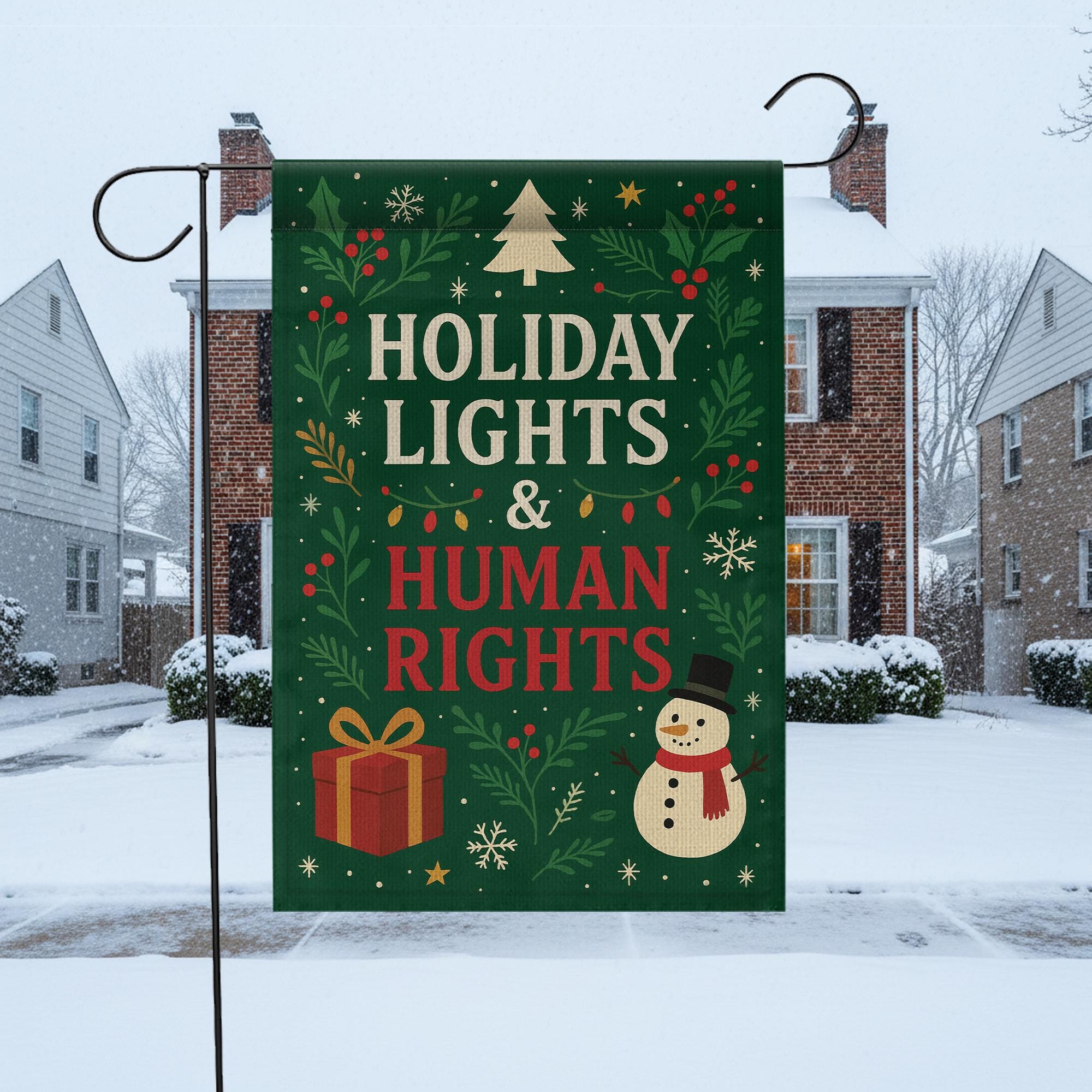 Holiday Lights & Human Rights Garden Flag – Inclusive Christmas Outdoor Decor image 2