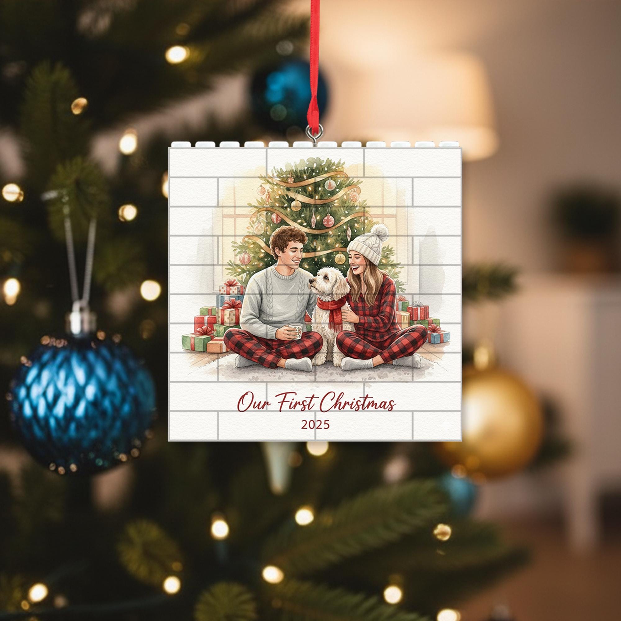 Our First Christmas Ornament: Puzzle Bricks Ornament 2025, Couple Keepsake Gift image 2