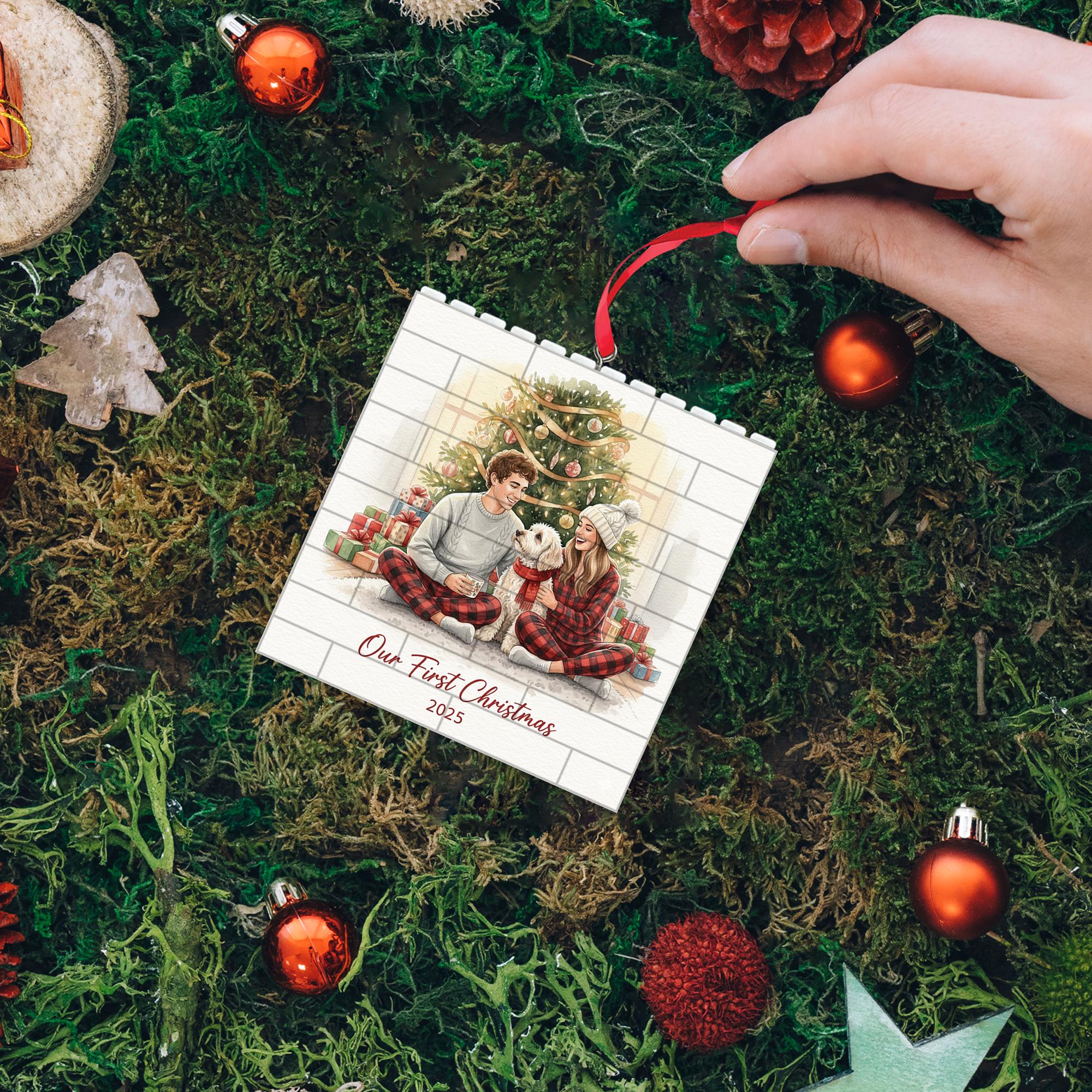 Our First Christmas Ornament: Puzzle Bricks Ornament 2025, Couple Keepsake Gift image 3