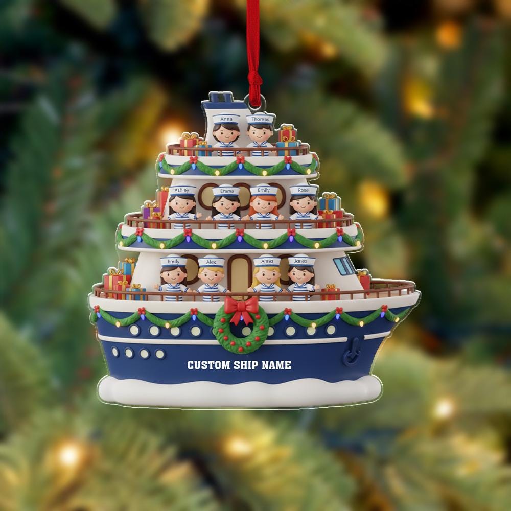 Family Cruise Ship Ornament: Personalized Christmas Ornament, Custom Name Keepsake image 4