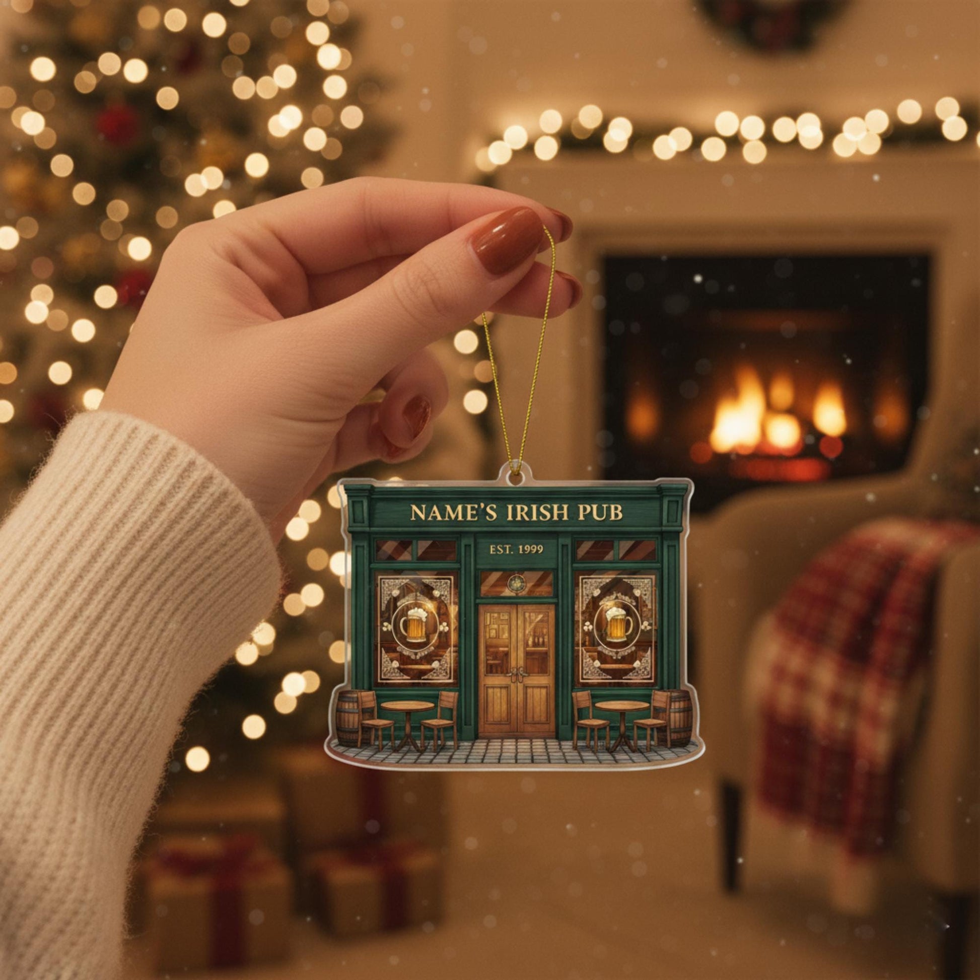 Custom Irish Pub Ornament – Personalized Bar Front Christmas Tree Decoration Irish Keepsake image 4