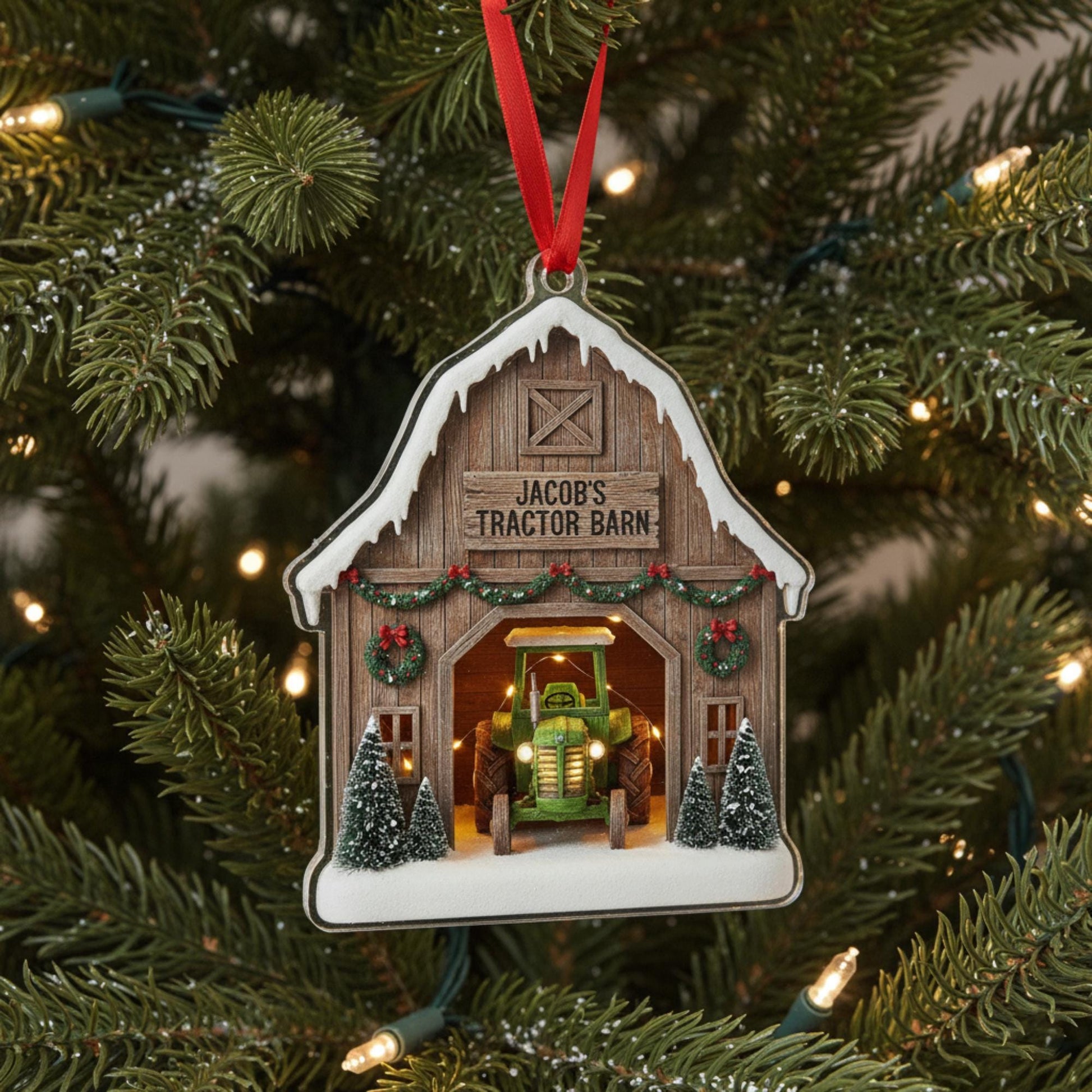 Custom Tractor Ornament – Personalized Farm Barn Christmas Tree Decoration for Farmer Keepsake 2025 image 4