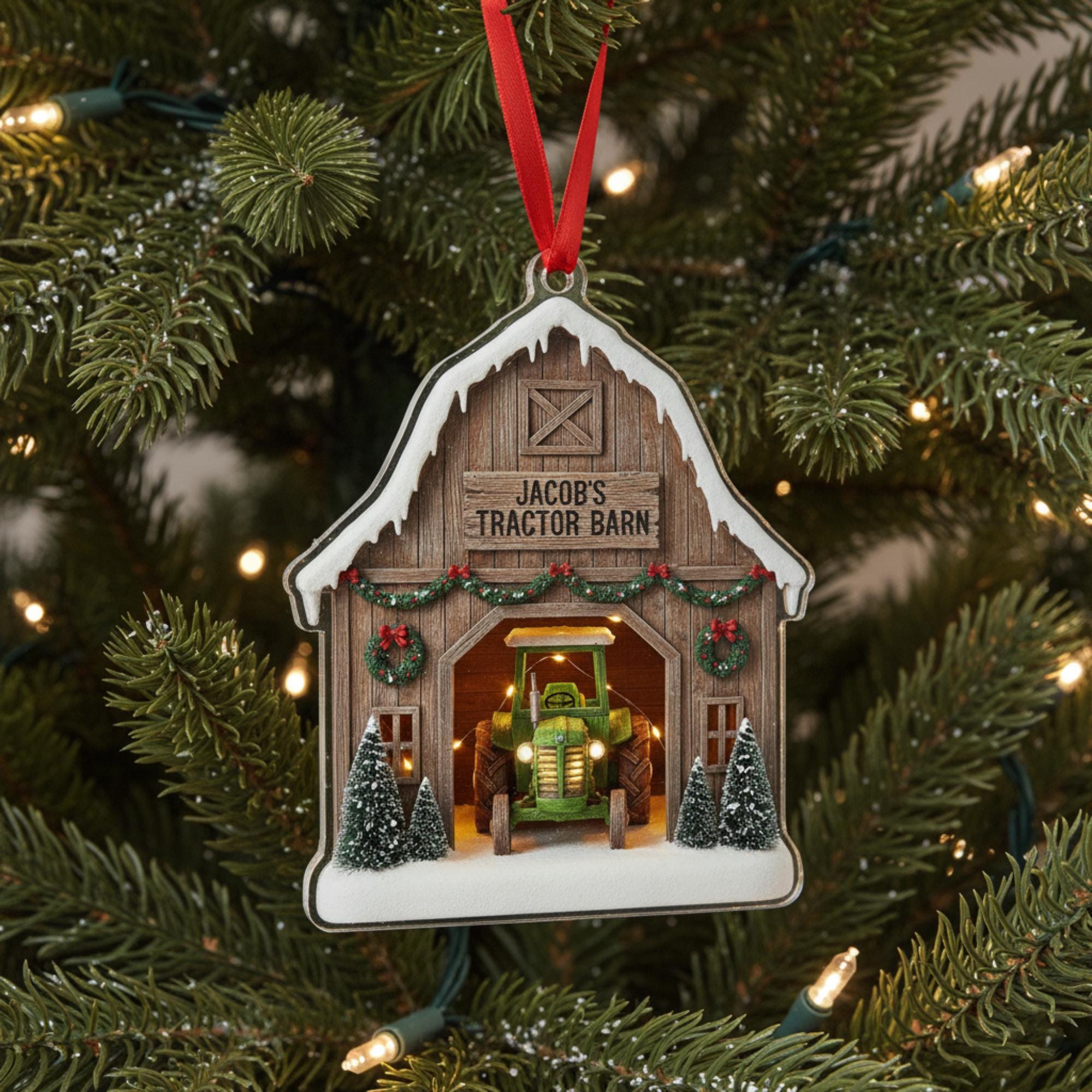 Custom Tractor Ornament – Personalized Farm Barn Christmas Tree Decoration for Farmer Keepsake 2025 image 4