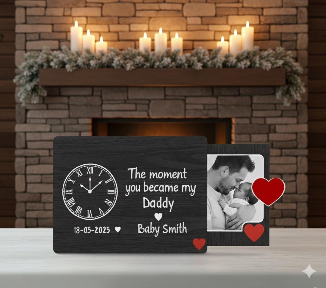 Custom New Dad Baby Reveal Acrylic Slide Ornament: Personalized Photo Keepsake image 4