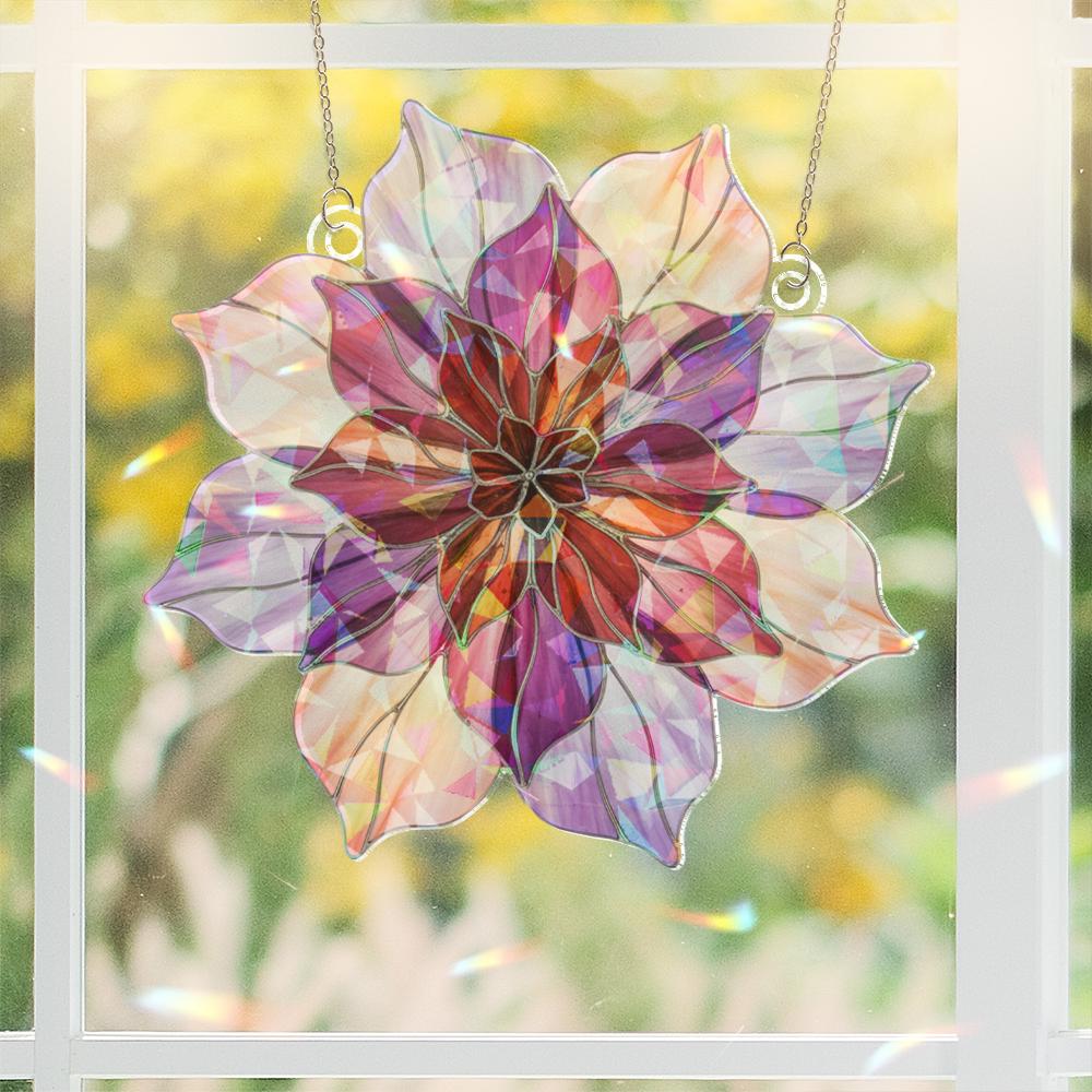 Dahlia Flower Window Hanging – Purple Pink Sun Catcher Decoration image 5