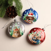 Custom Photo Glitter Ornament | Personalized Pet or Family Plastic Bauble image 1