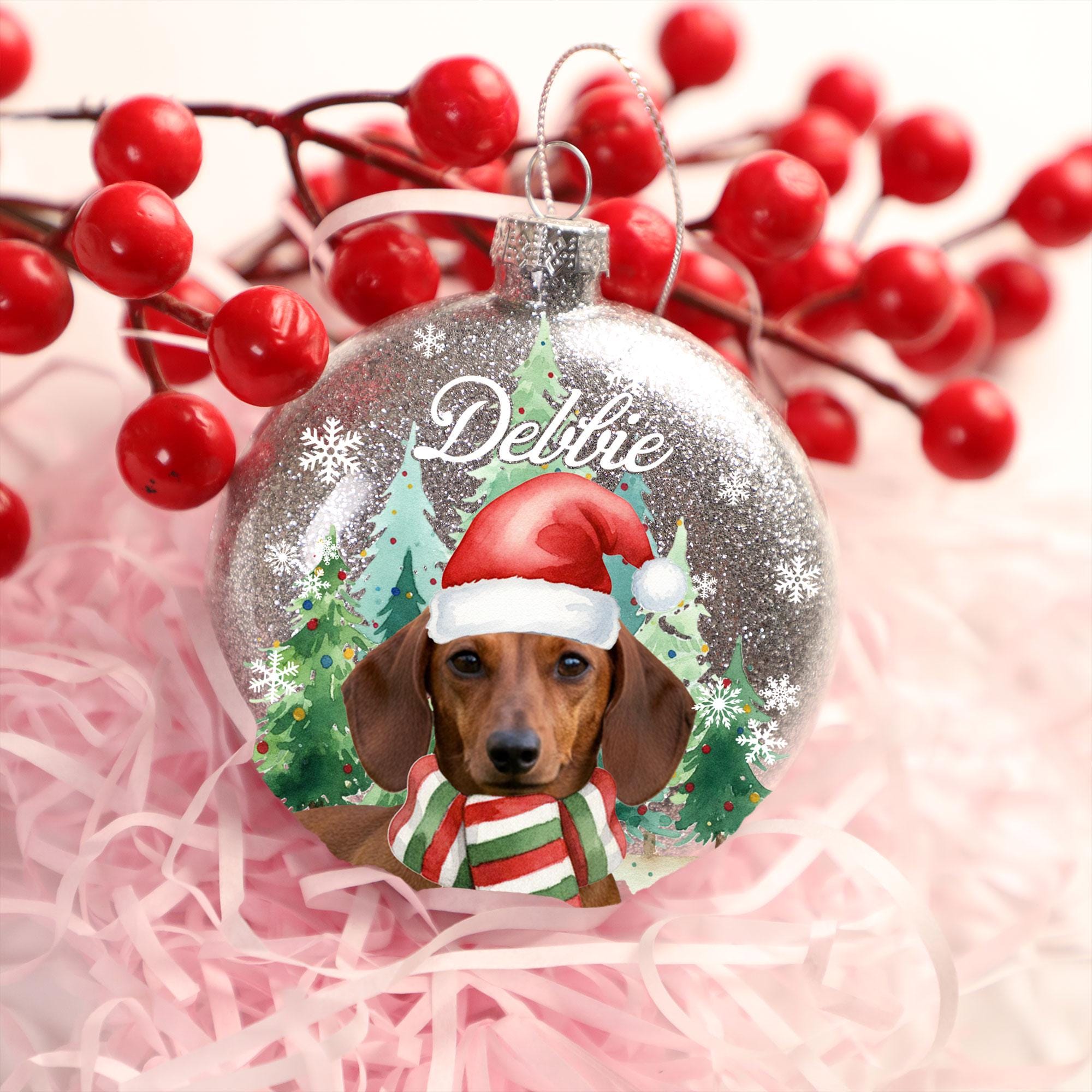 Custom Photo Glitter Ornament | Personalized Pet or Family Plastic Bauble image 4