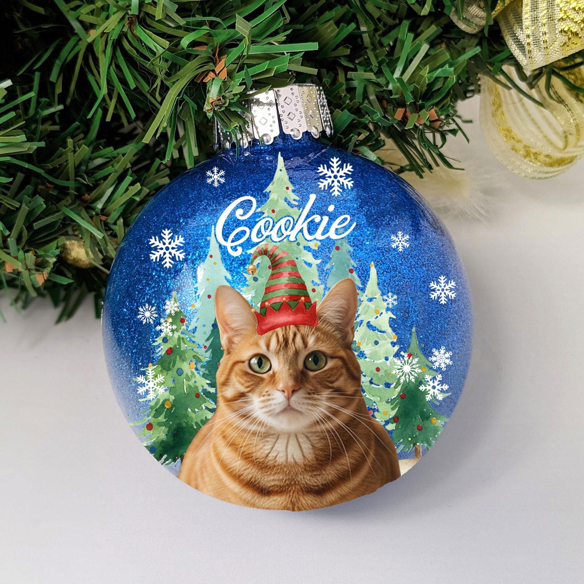 Custom Photo Glitter Ornament | Personalized Pet or Family Plastic Bauble image 3