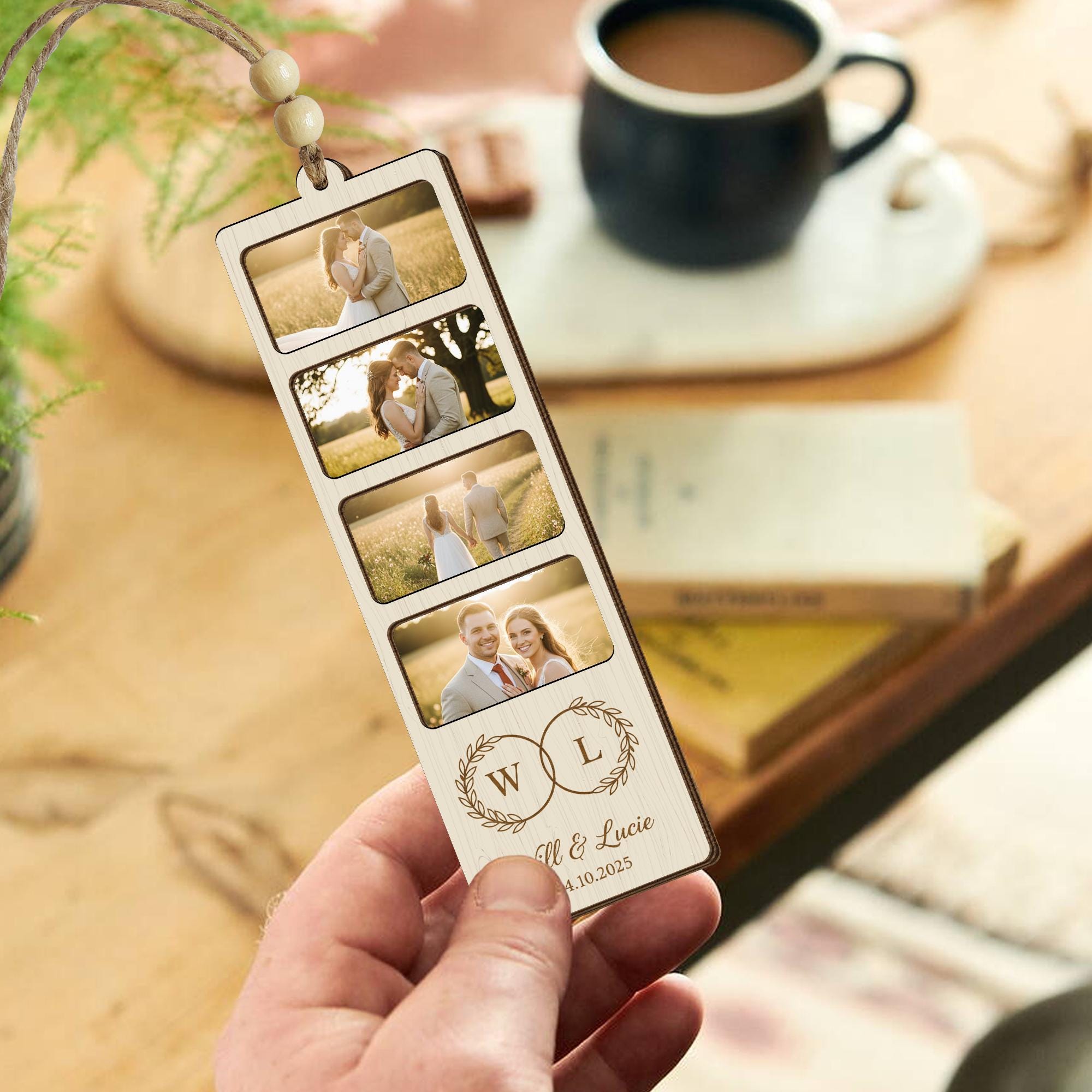 Wedding Photo Ornament – Personalized Couple Keepsake with Name and Date image 2