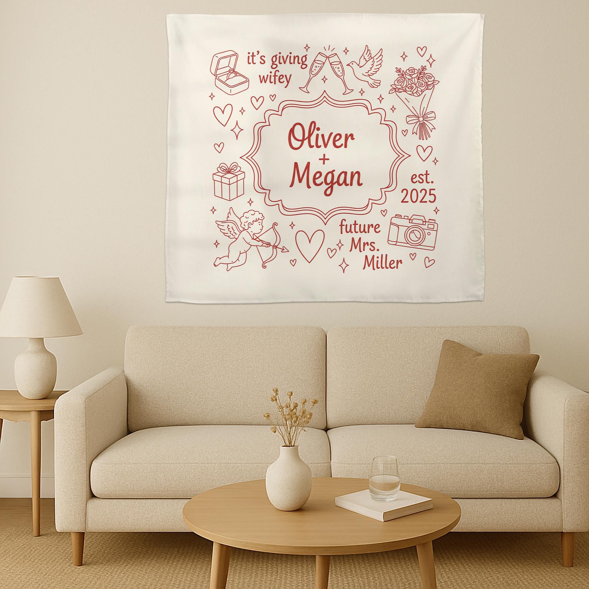 Personalized Wedding Tapestry: Custom Couple Name & Date Wall Decor image 2