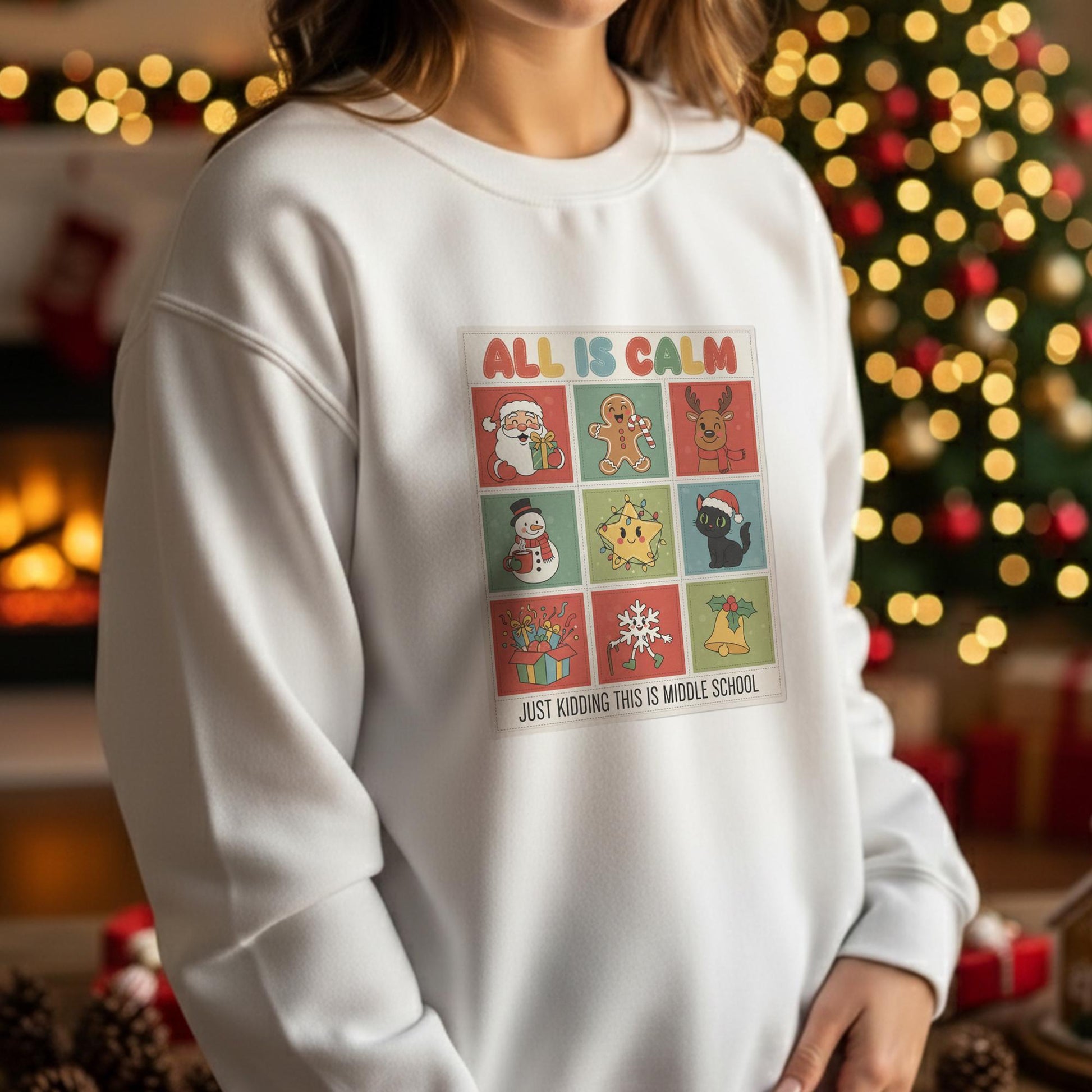 Middle School Teacher Christmas Sweatshirt: Funny Holiday Character Grid image 5