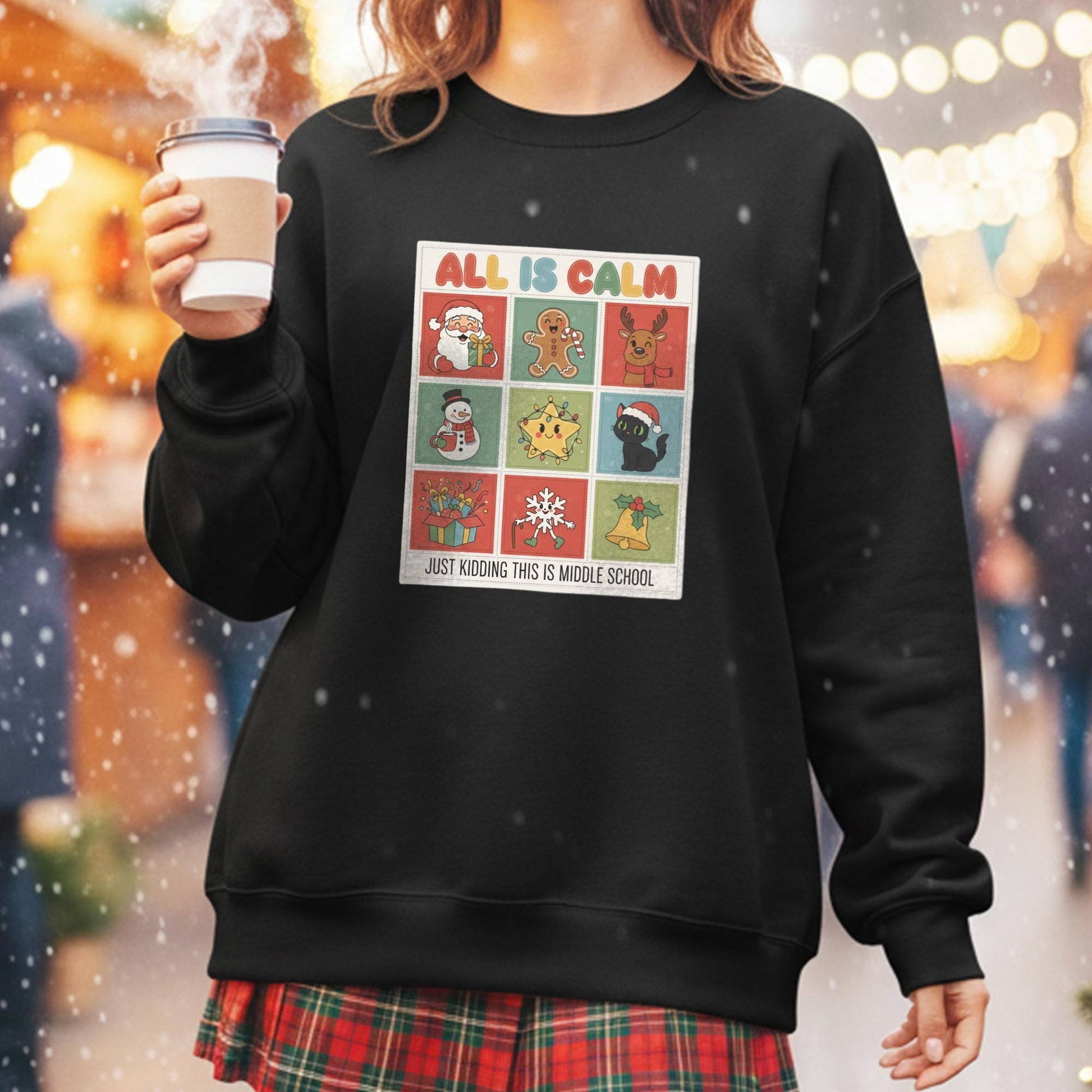 Middle School Teacher Christmas Sweatshirt: Funny Holiday Character Grid image 10
