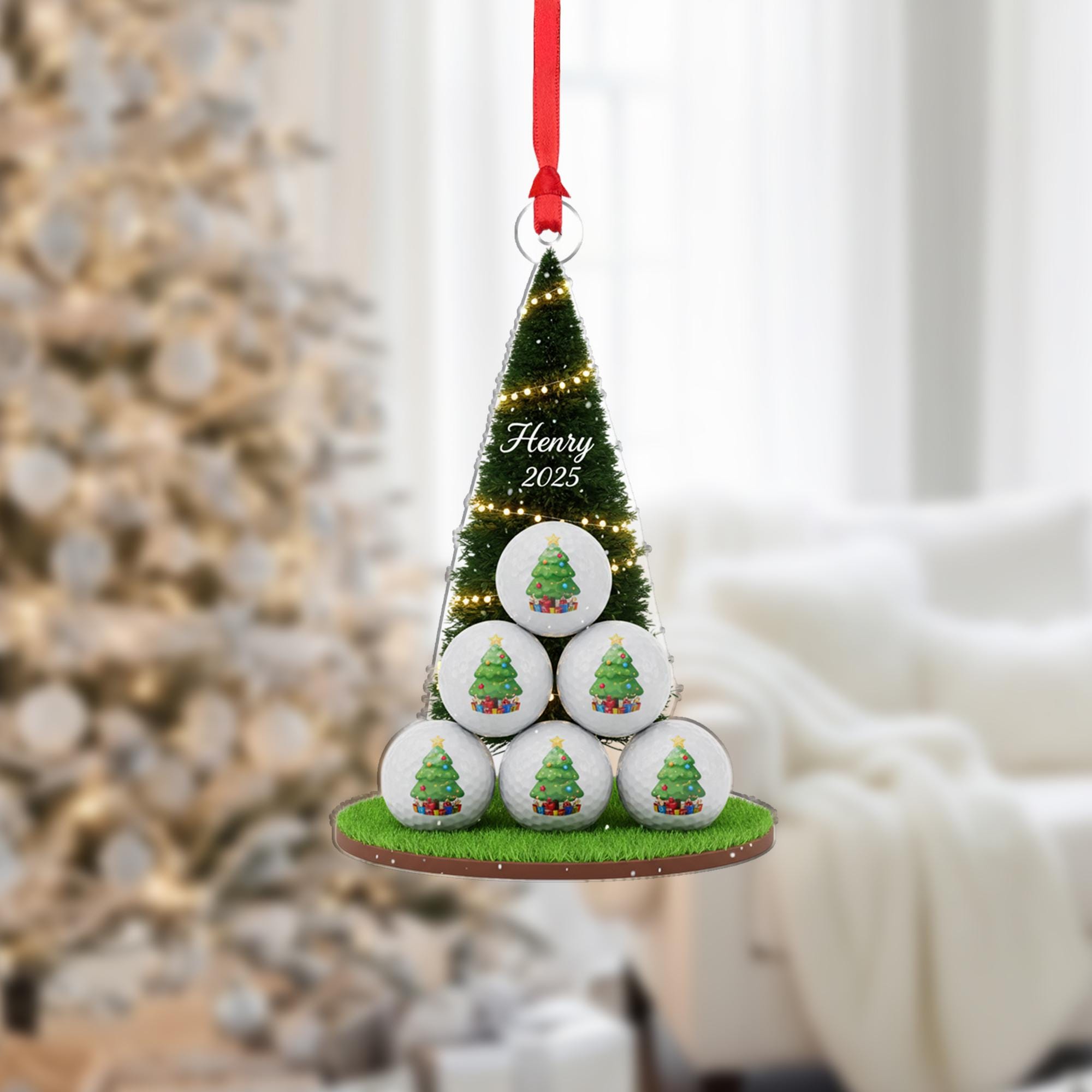 Personalized Golf Ball Christmas Tree Ornament: Golfer Gift image 1