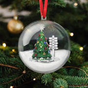 Personalized Family Signpost Snow 3D Ball Ornament - Christmas Tree Keepsake image 1
