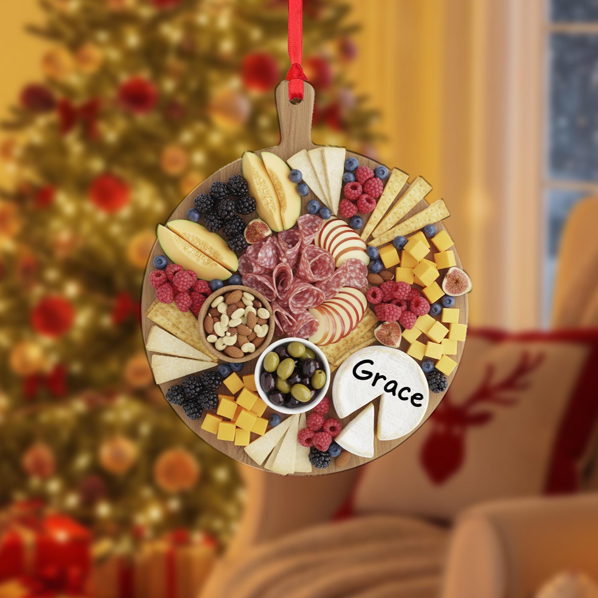 Personalized Charcuterie Ornament – Custom Name Cheese Board Christmas Decoration, Food Lover Keepsake image 7