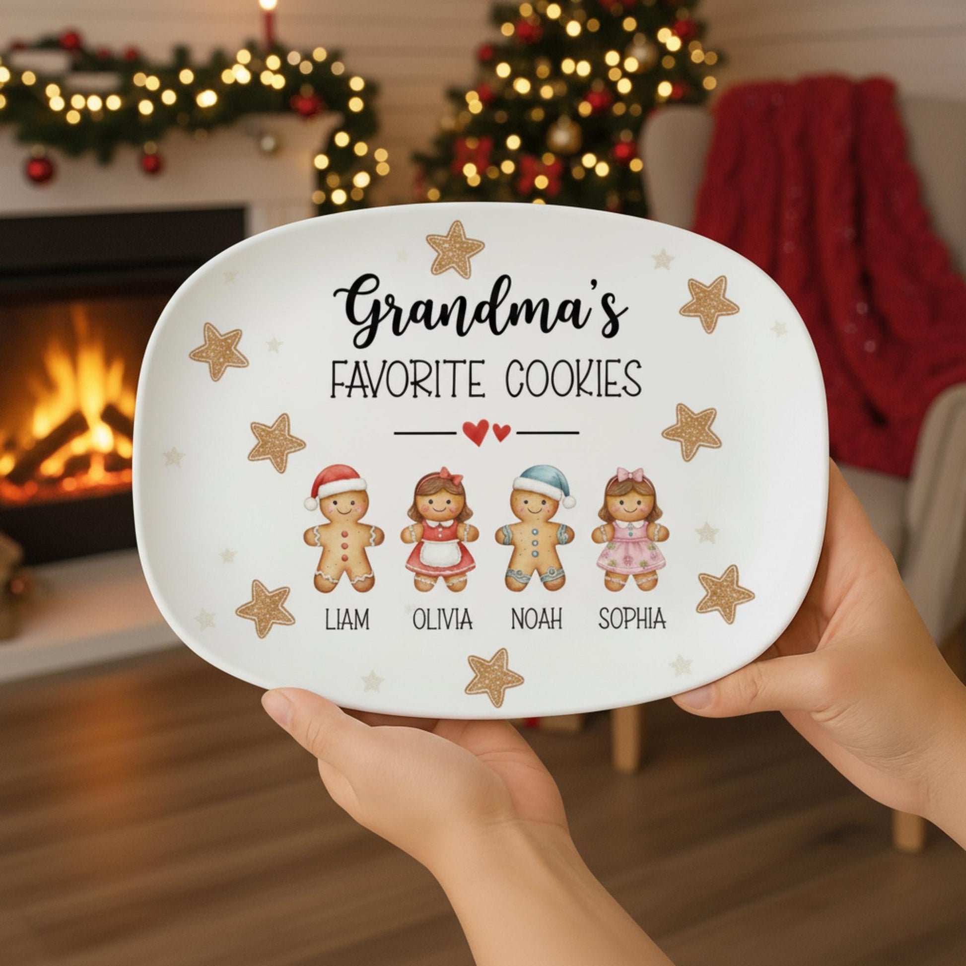 Grandma's Favorite Cookies Plate: Personalized Gingerbread Christmas DECOR Plate image 4