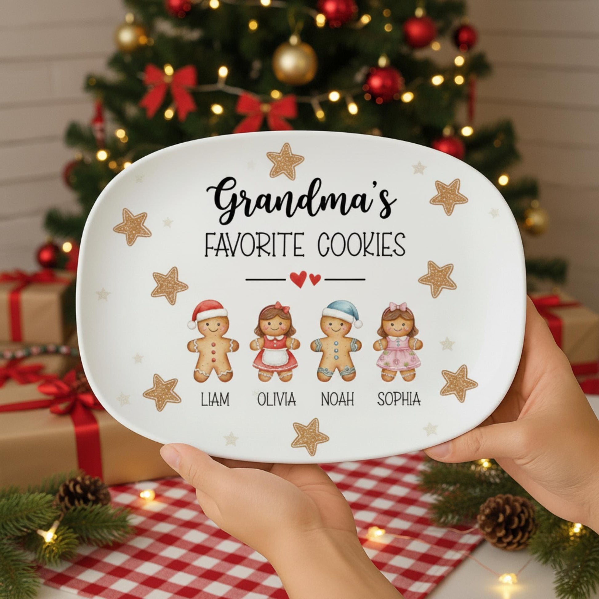 Grandma's Favorite Cookies Plate: Personalized Gingerbread Christmas DECOR Plate image 1