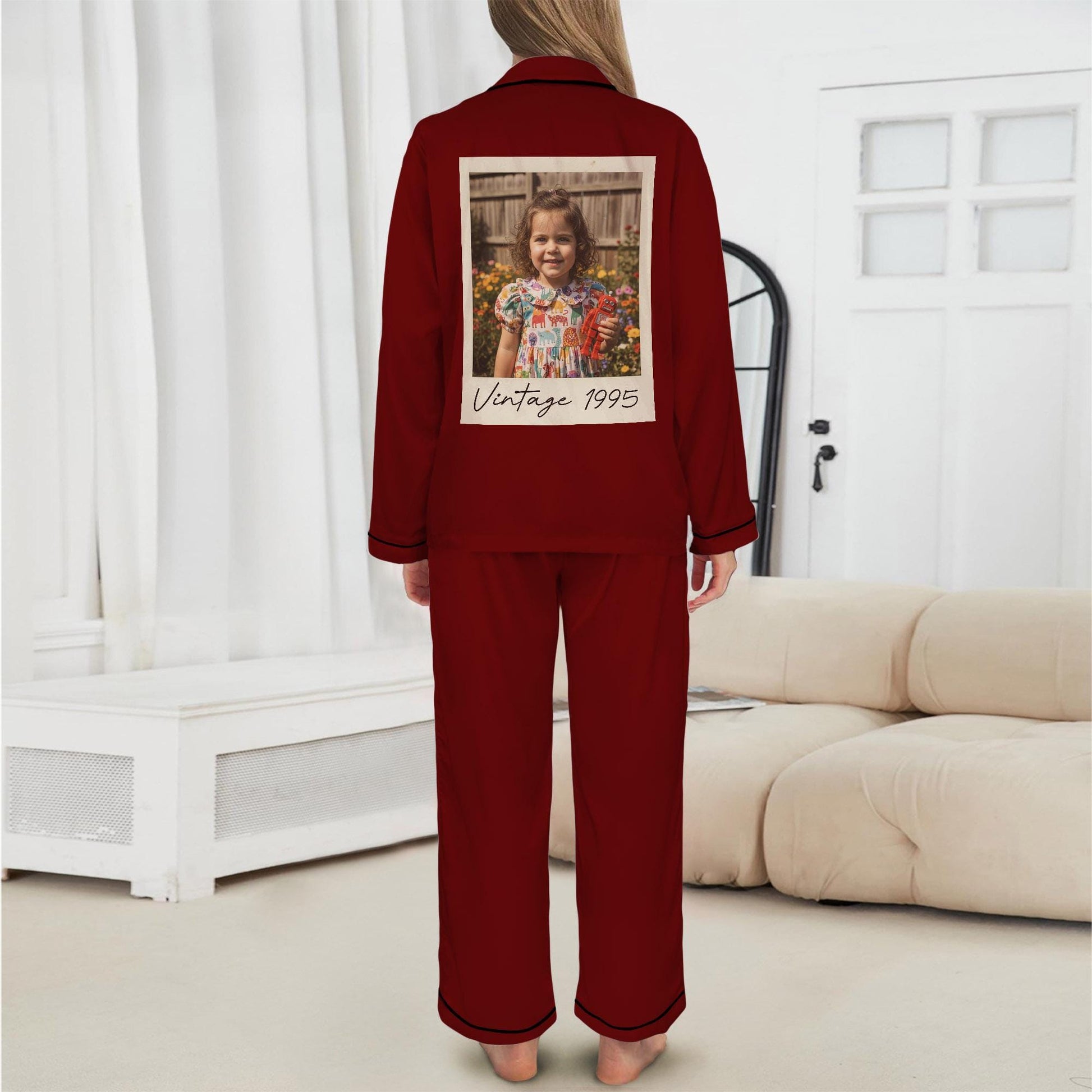 Personalized Satin Pajama Set Custom Photo Print: Vintage 30th Birthday Gift PJs image 7