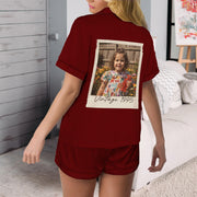 Personalized Satin Pajama Set Custom Photo Print: Vintage 30th Birthday Gift PJs image 1