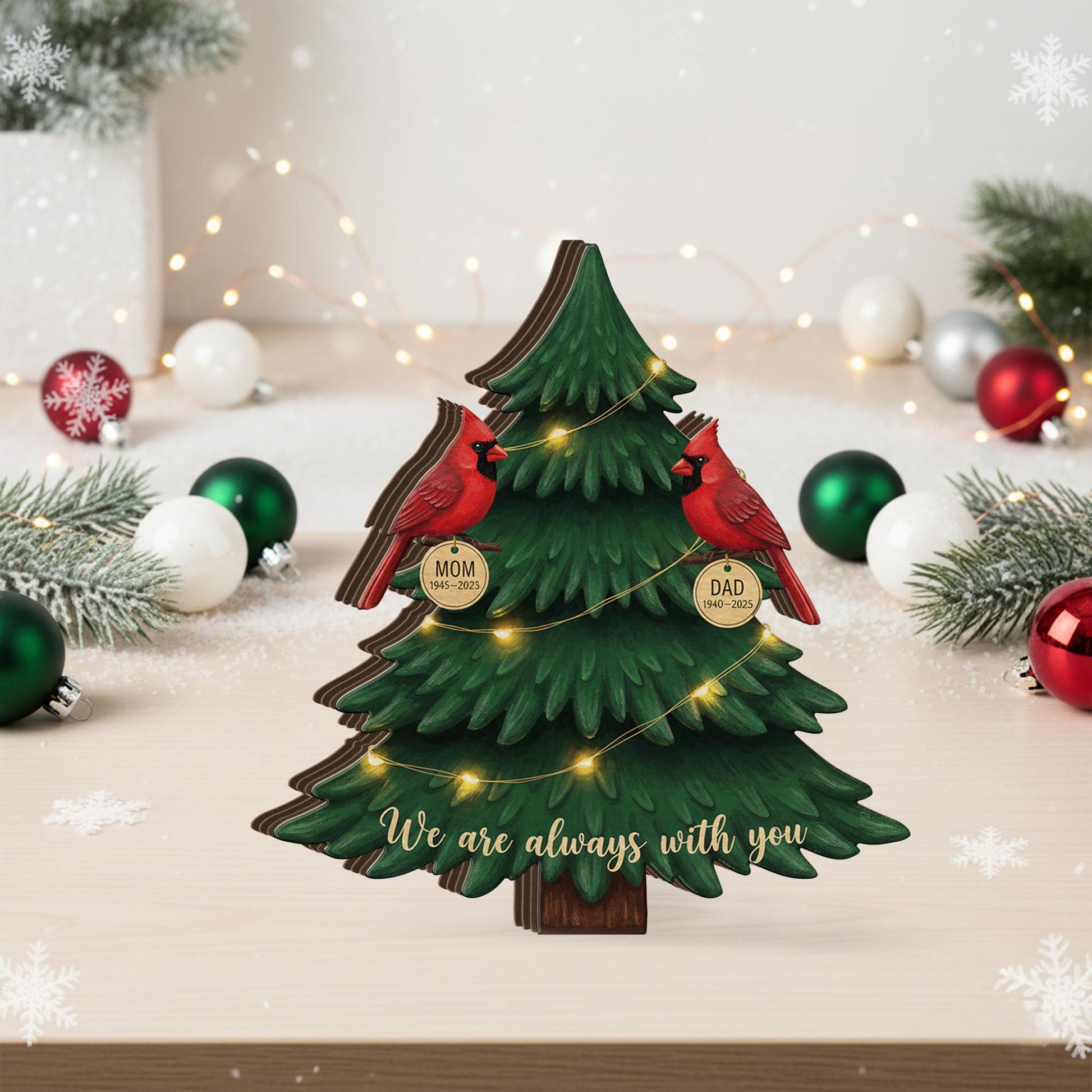 Cardinal Memorial Wooden Blocks– Custom Remembrance Decoration with Names image 4