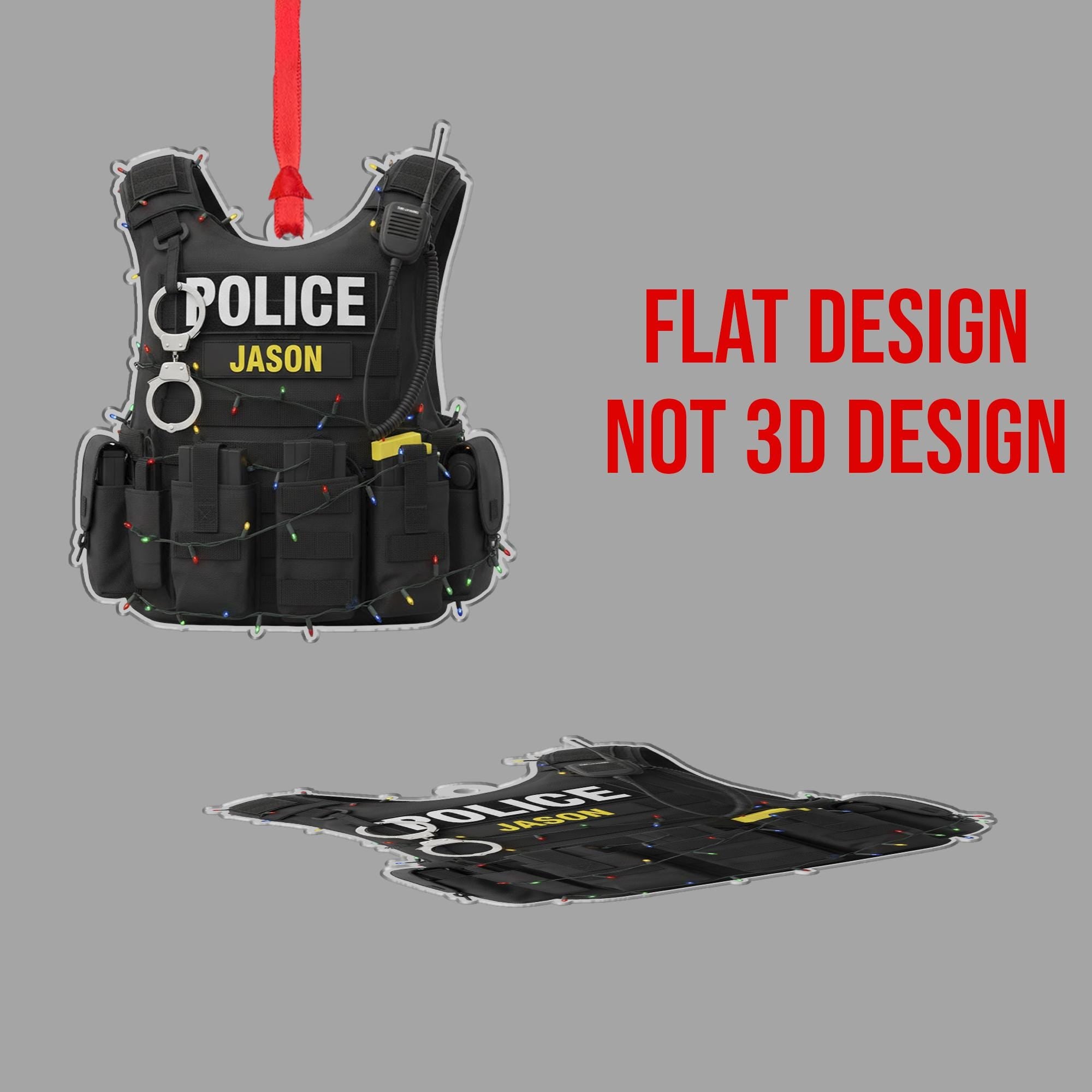 Personalized Police Vest Ornament - Custom Name Law Enforcement Christmas Gift image 2