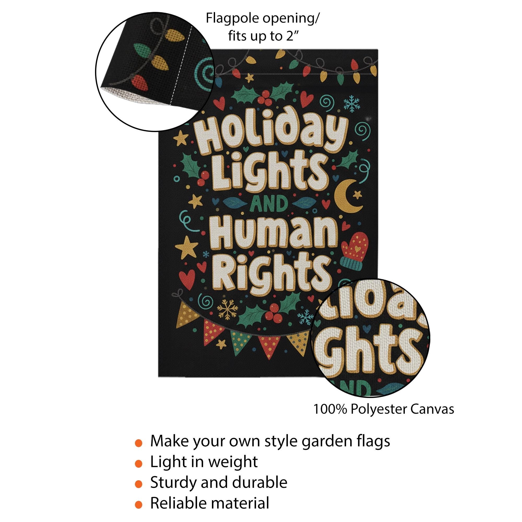 Holiday Lights and Human Rights Garden Flag - Christmas Yard Decor image 2