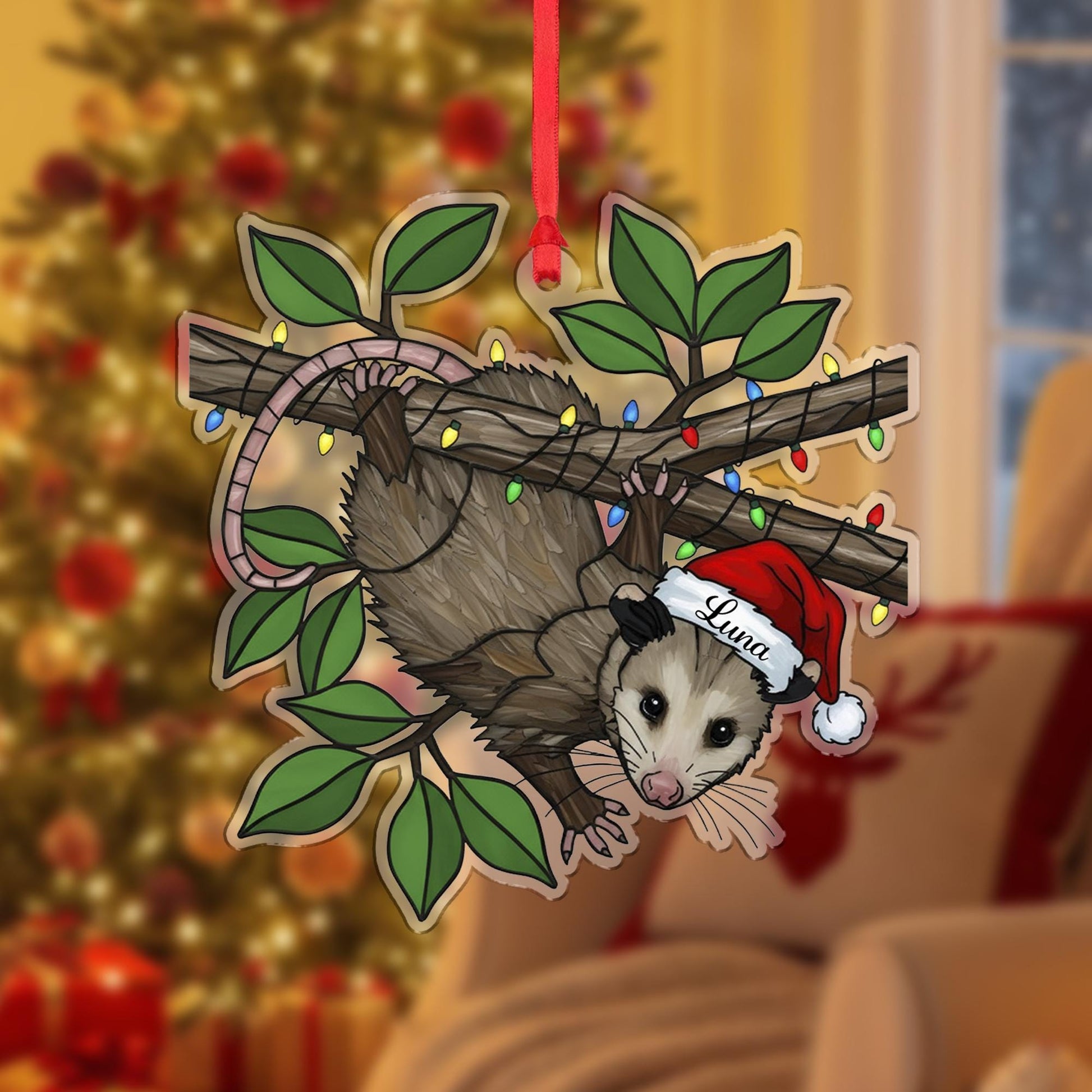 Custom Possum Ornament: Personalized Funny opossum Christmas Decor image 2