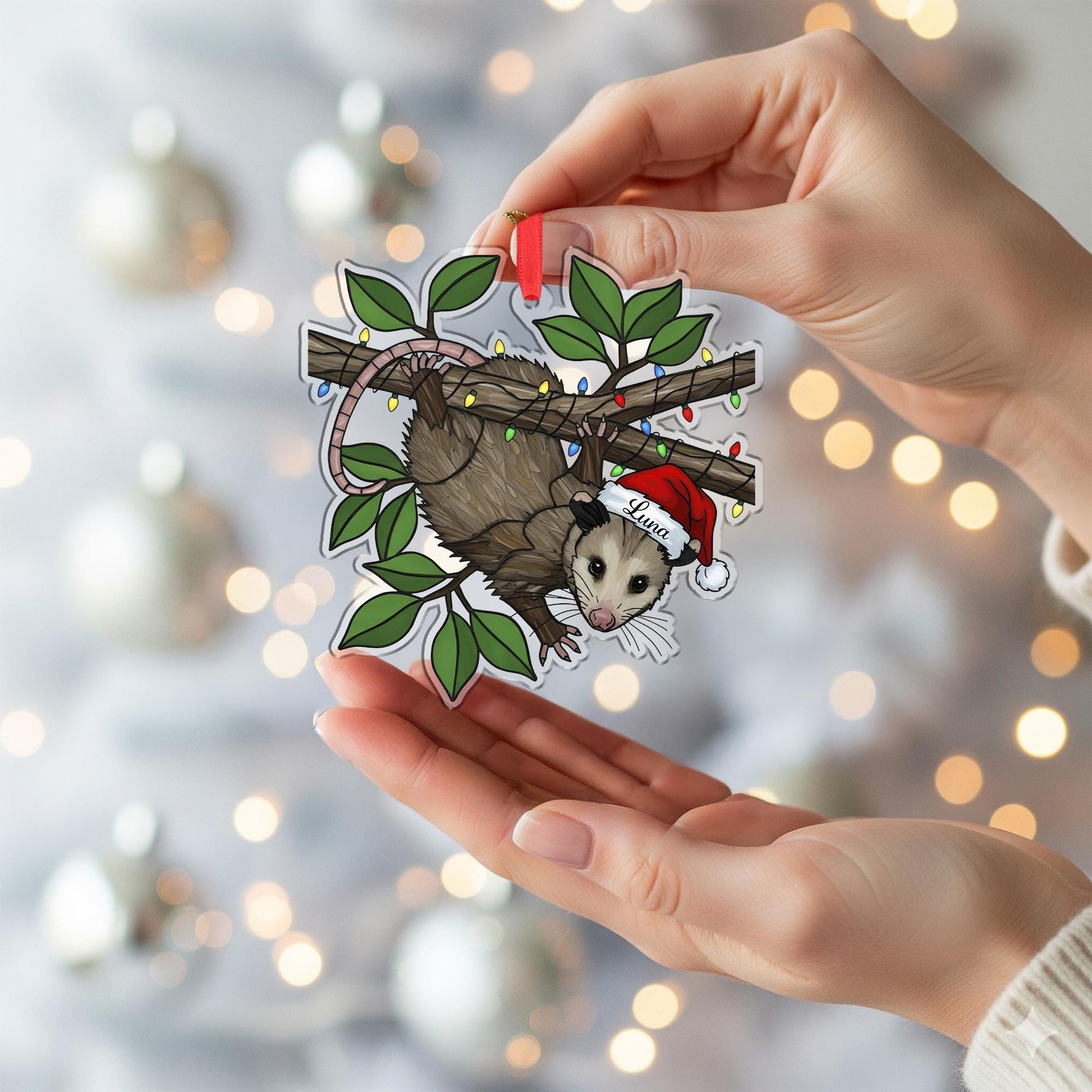 Custom Possum Ornament: Personalized Funny opossum Christmas Decor image 1