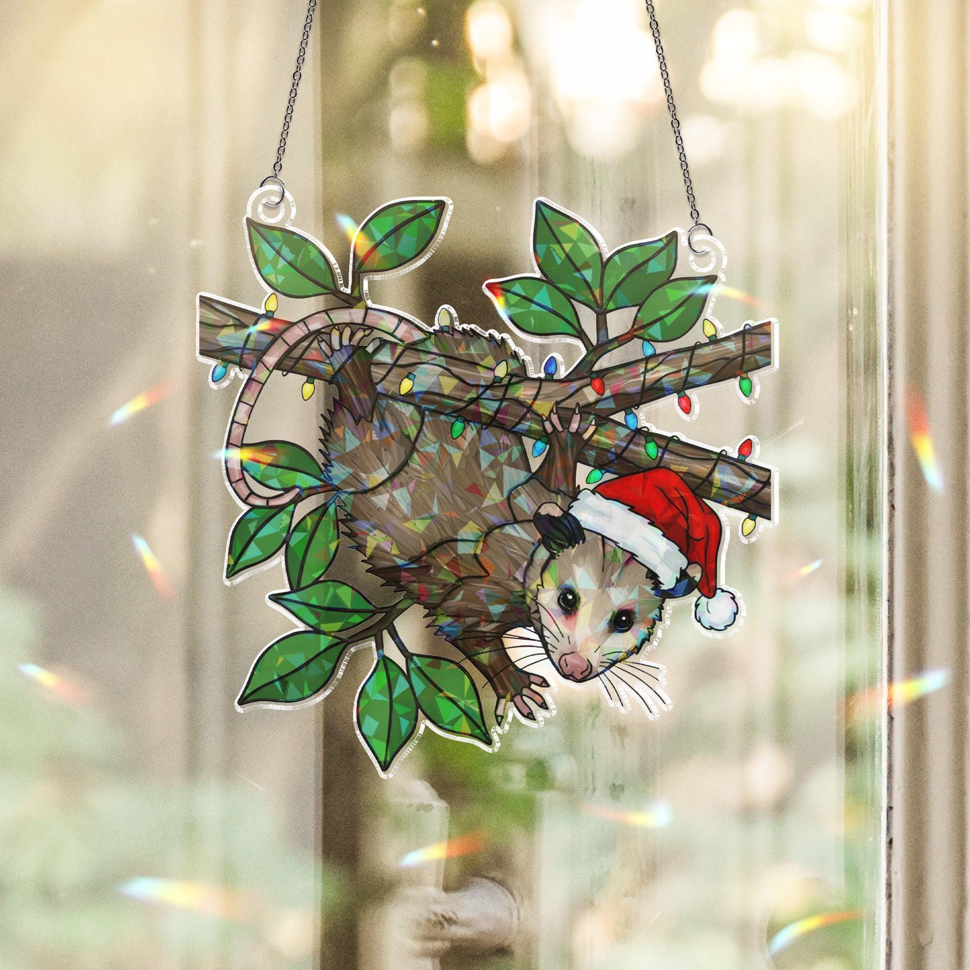 Funny Possum Holographic Suncatcher: Acrylic Window Decor image 1
