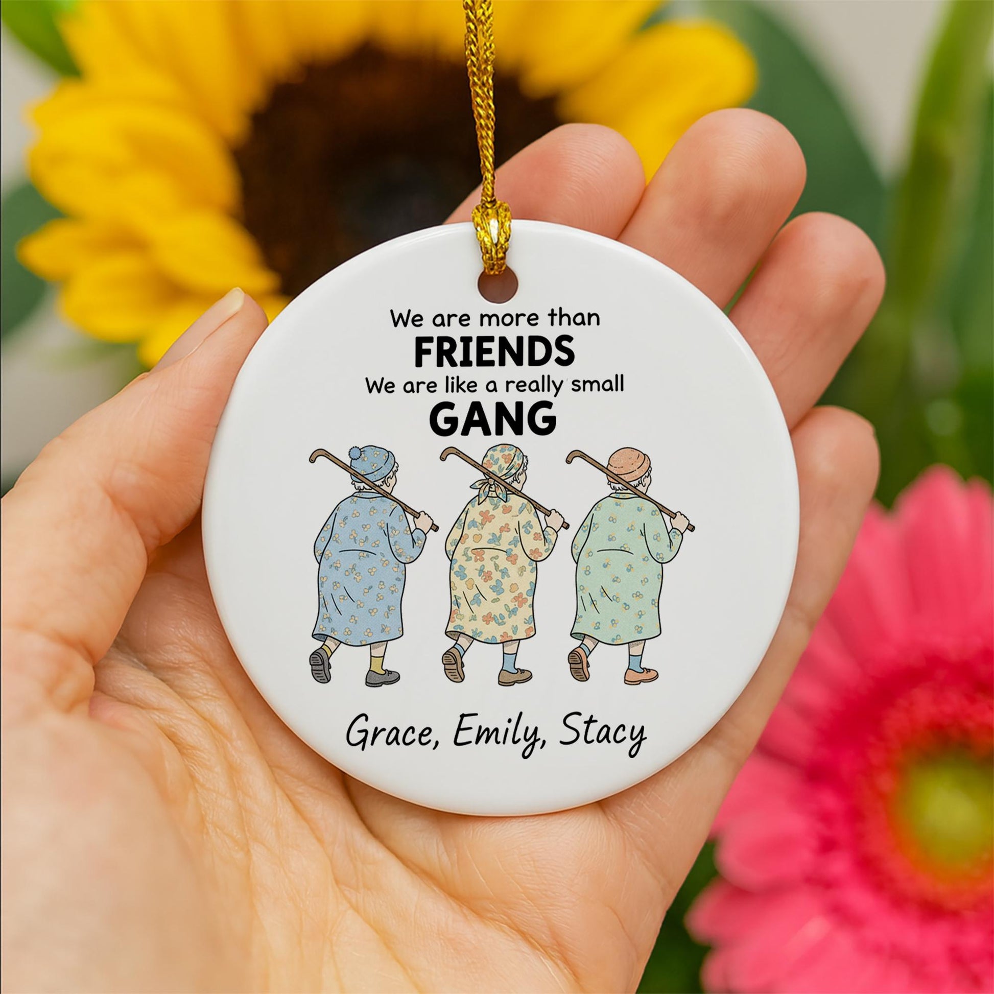 Ceramic Ornament – Friendship Quote Design with Custom Names and Vintage Style image 5
