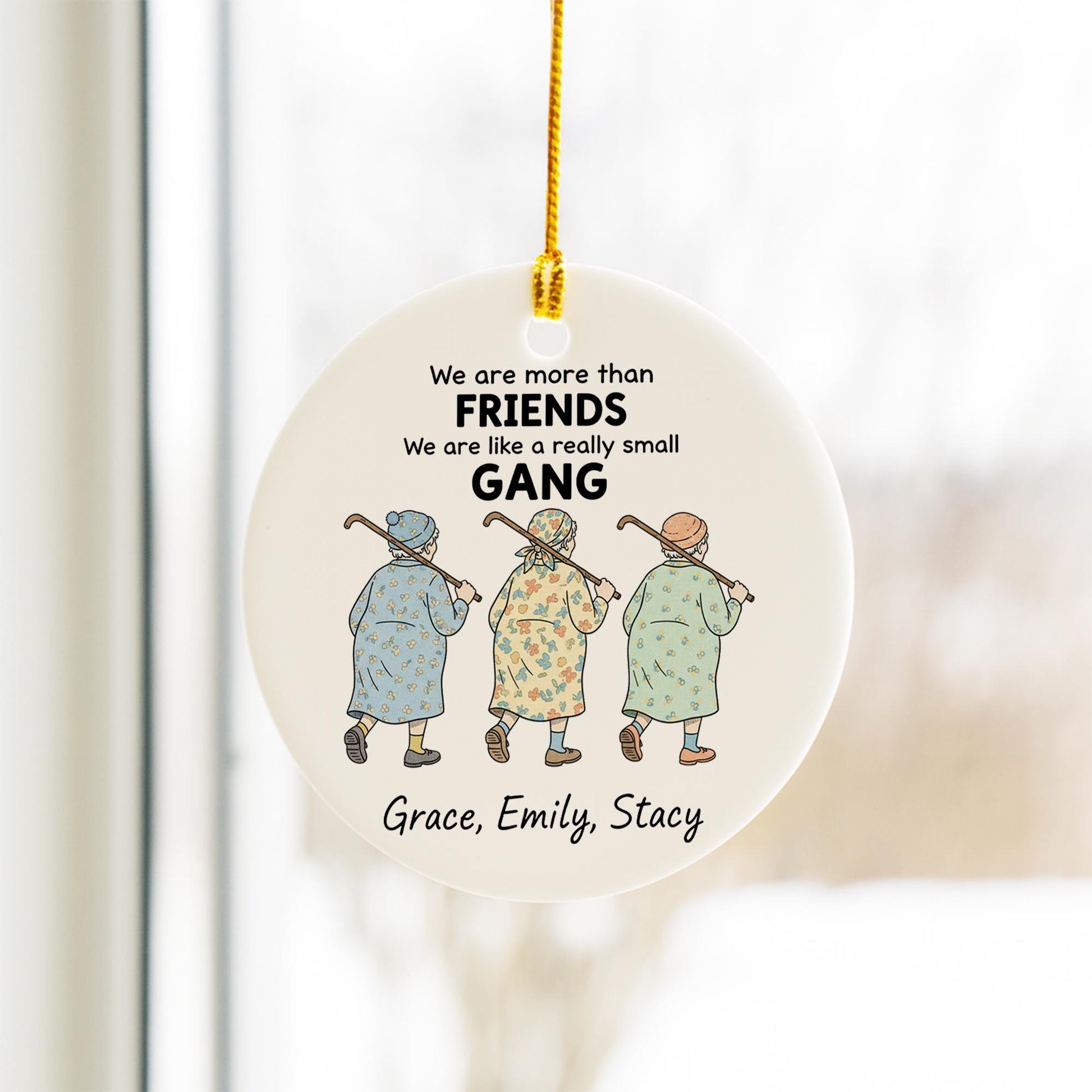 Ceramic Ornament – Friendship Quote Design with Custom Names and Vintage Style image 6