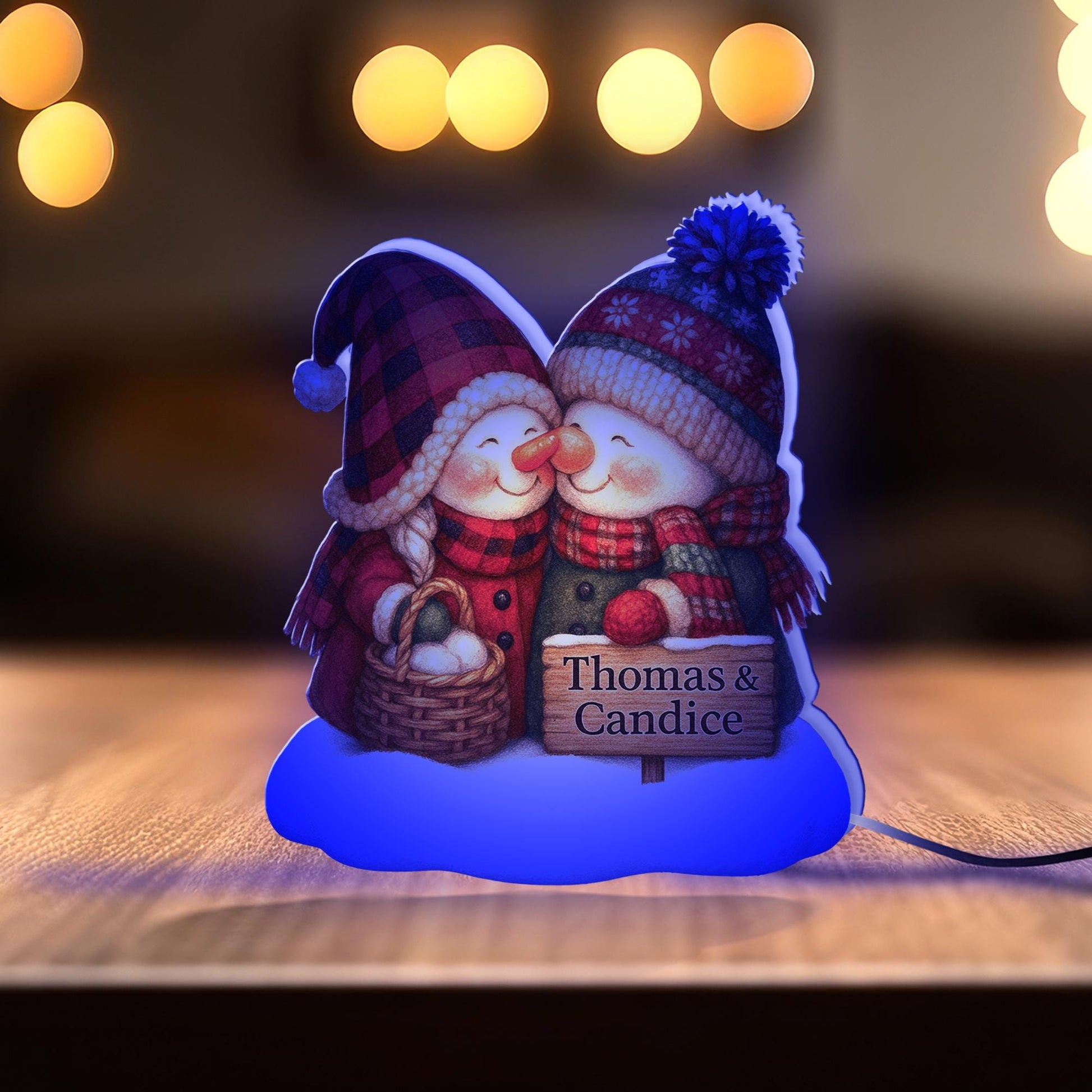 Custom Couple Snowman Light Box: Personalized Winter Decor image 4