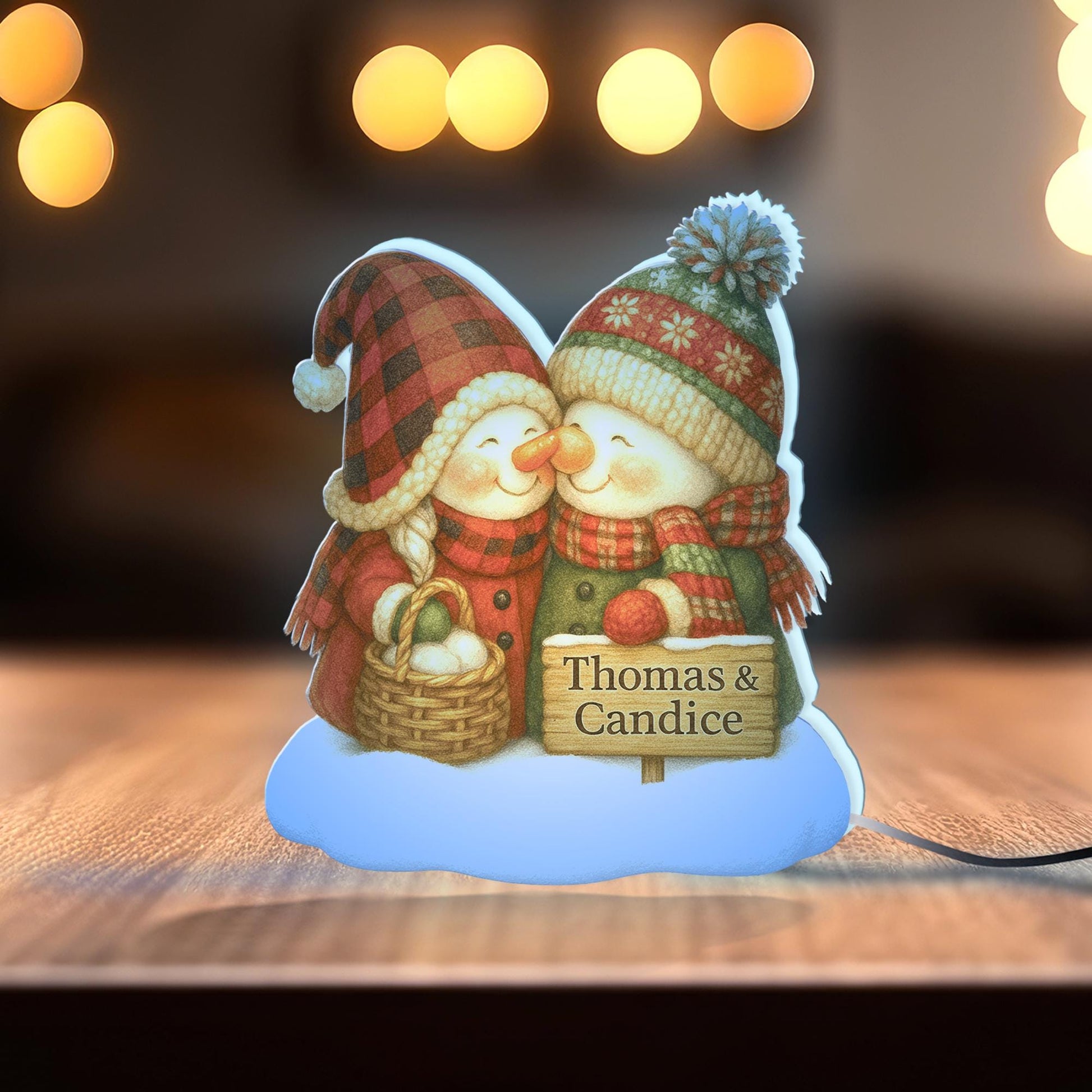 Custom Couple Snowman Light Box: Personalized Winter Decor image 5