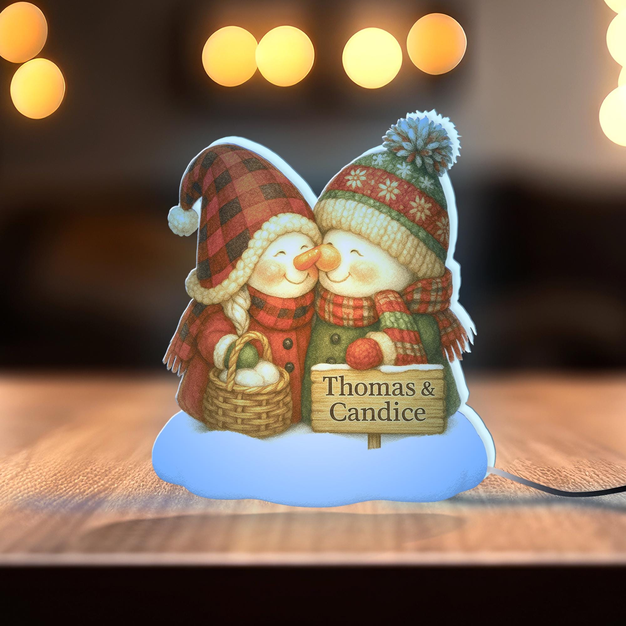 Custom Couple Snowman Light Box: Personalized Winter Decor image 5