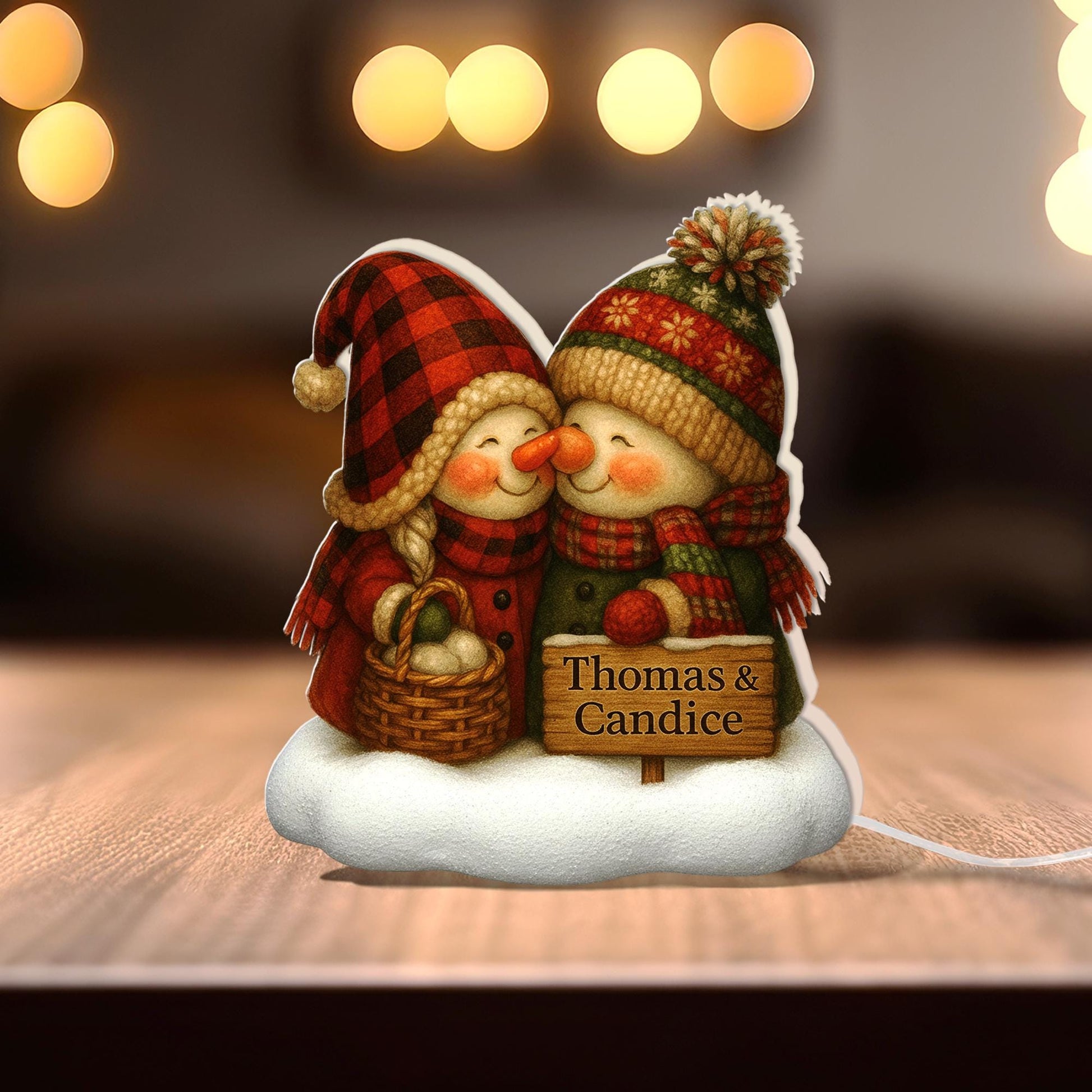Custom Couple Snowman Light Box: Personalized Winter Decor image 3