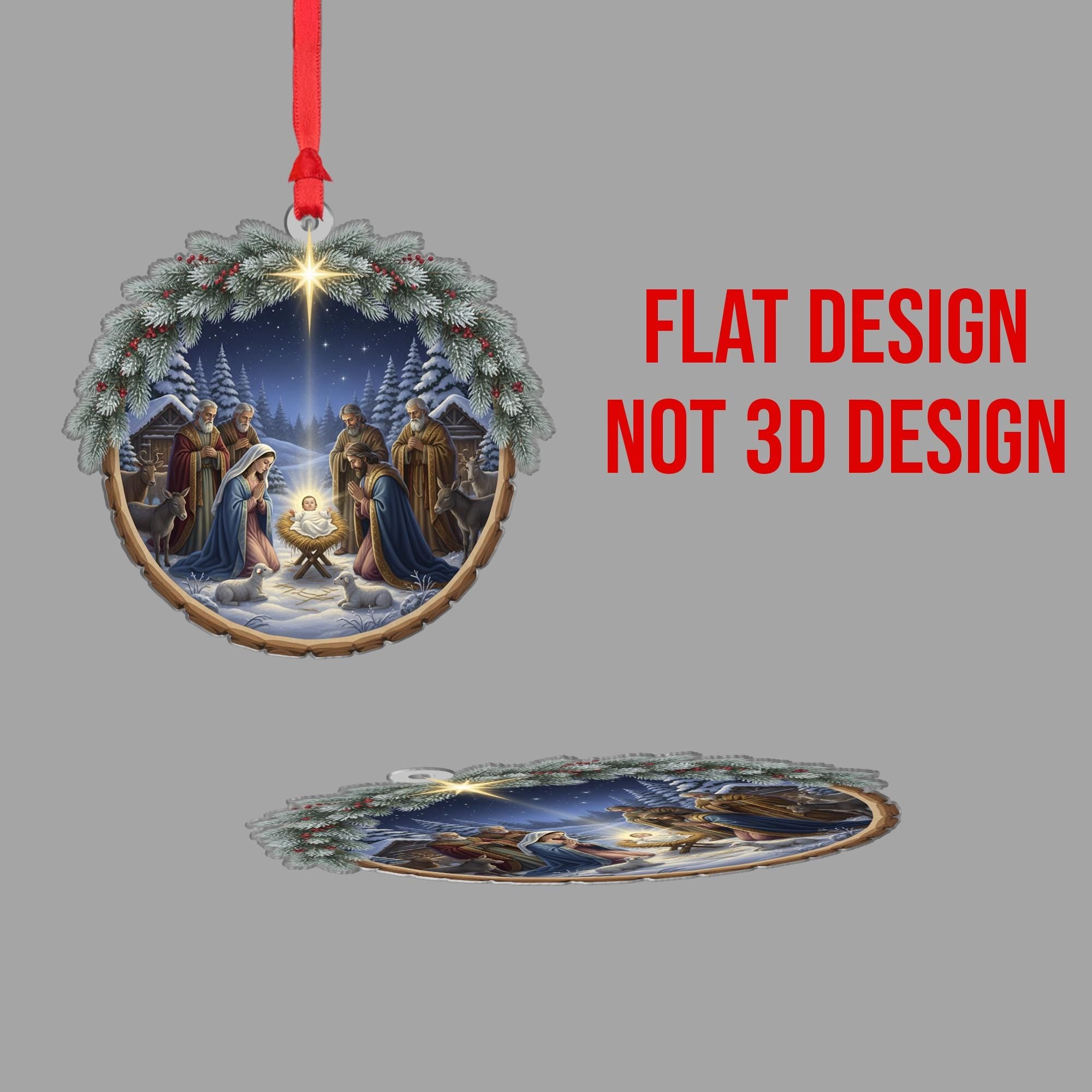 Acrylic Christmas Ornament – Nativity Scene Design with Holy Family and Star Detail image 5